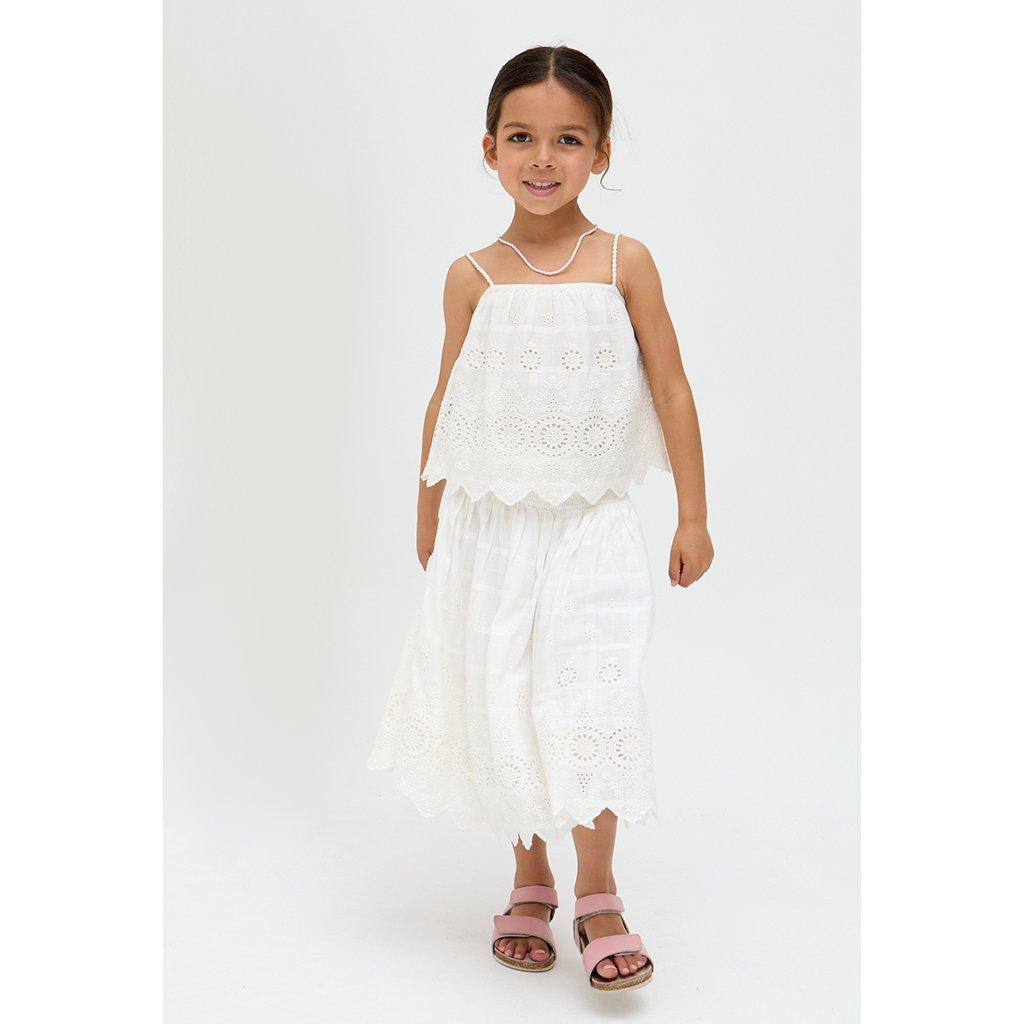 Ecru - Raffya - Raffya Kids Rufa Spaghetti Strap Windowpane Check Cami In White - 3