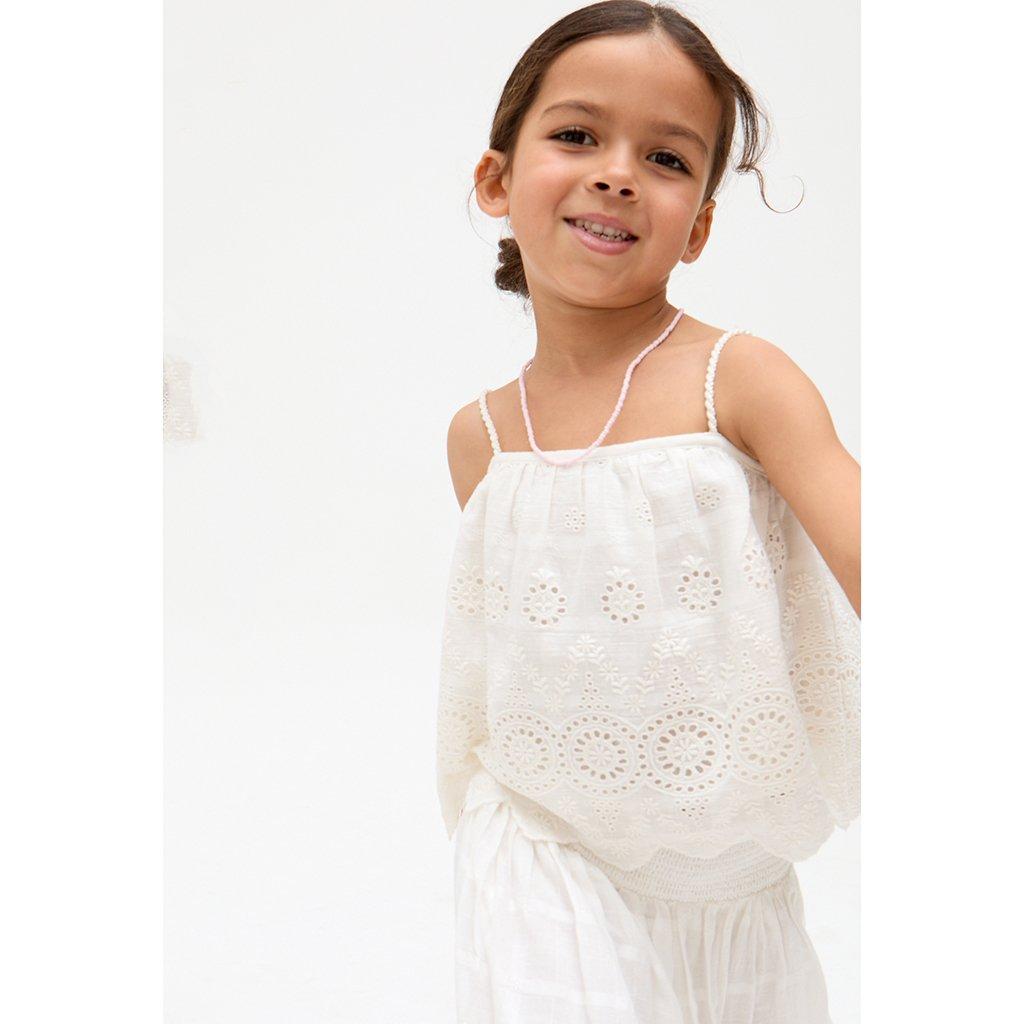 Ecru - Raffya - Kids Rufa Smocked Waist Windowpane Check Skirt In White - 4