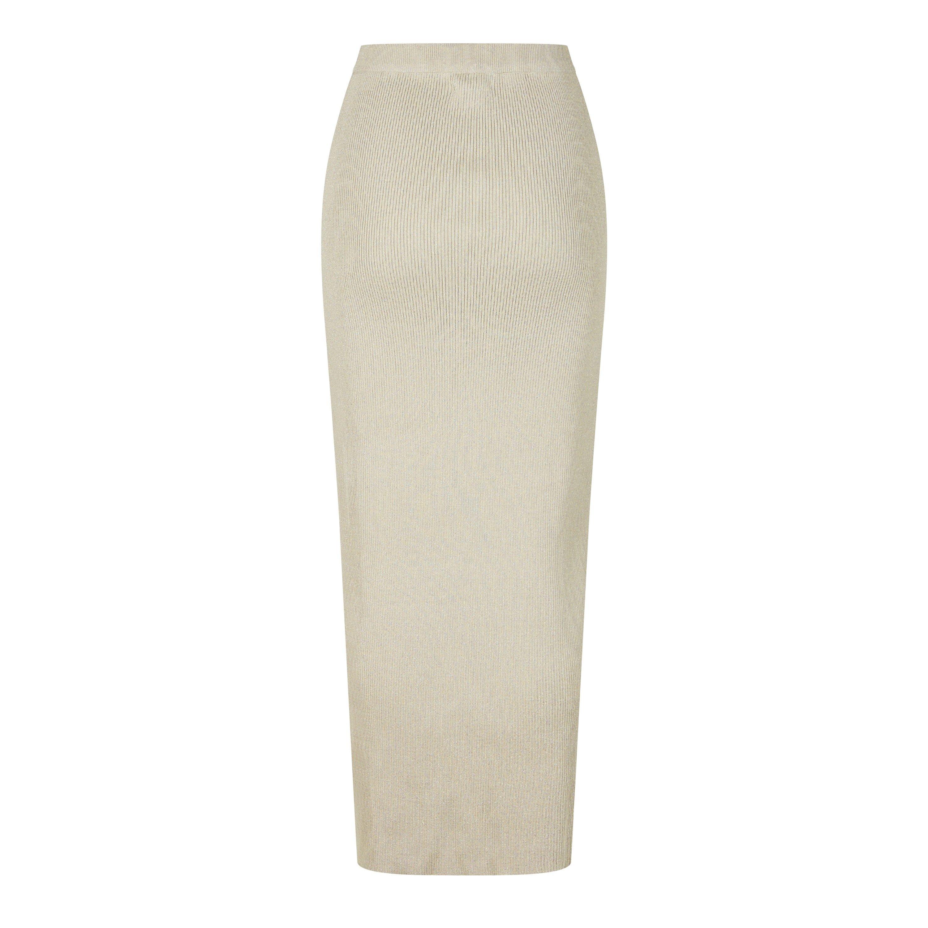 Champagne Metal - Pretty Lavish - Gianna Ribbed Midi Skirt - 6