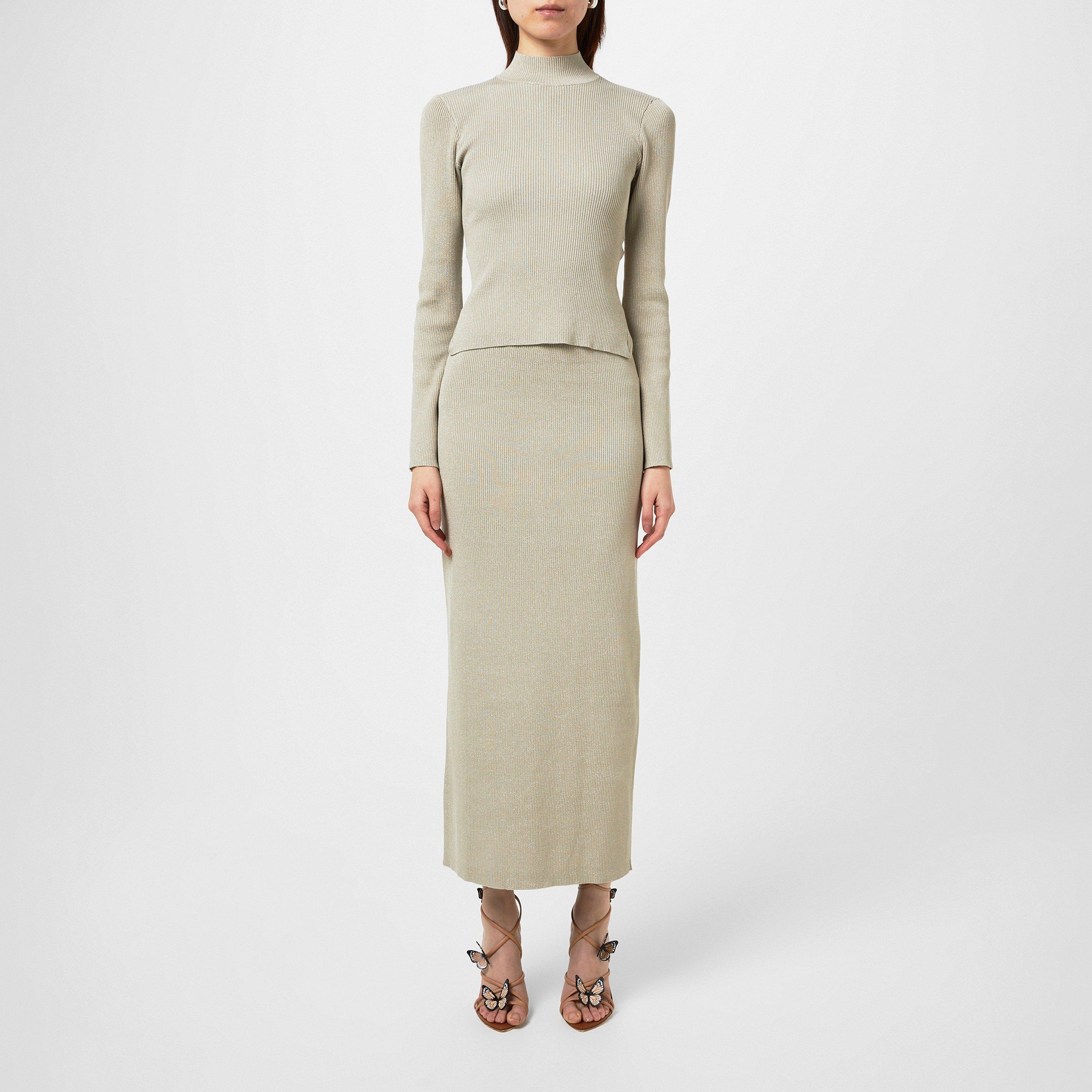 Champagne Metal - Pretty Lavish - Gianna Ribbed Midi Skirt - 4