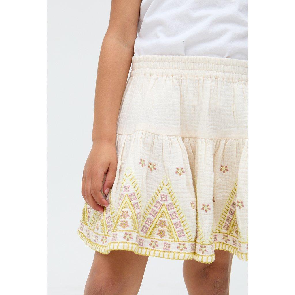 Ecru - Raffya - Kids Staranisse Tiered All Over Embroidered Skirt In Cream - 2