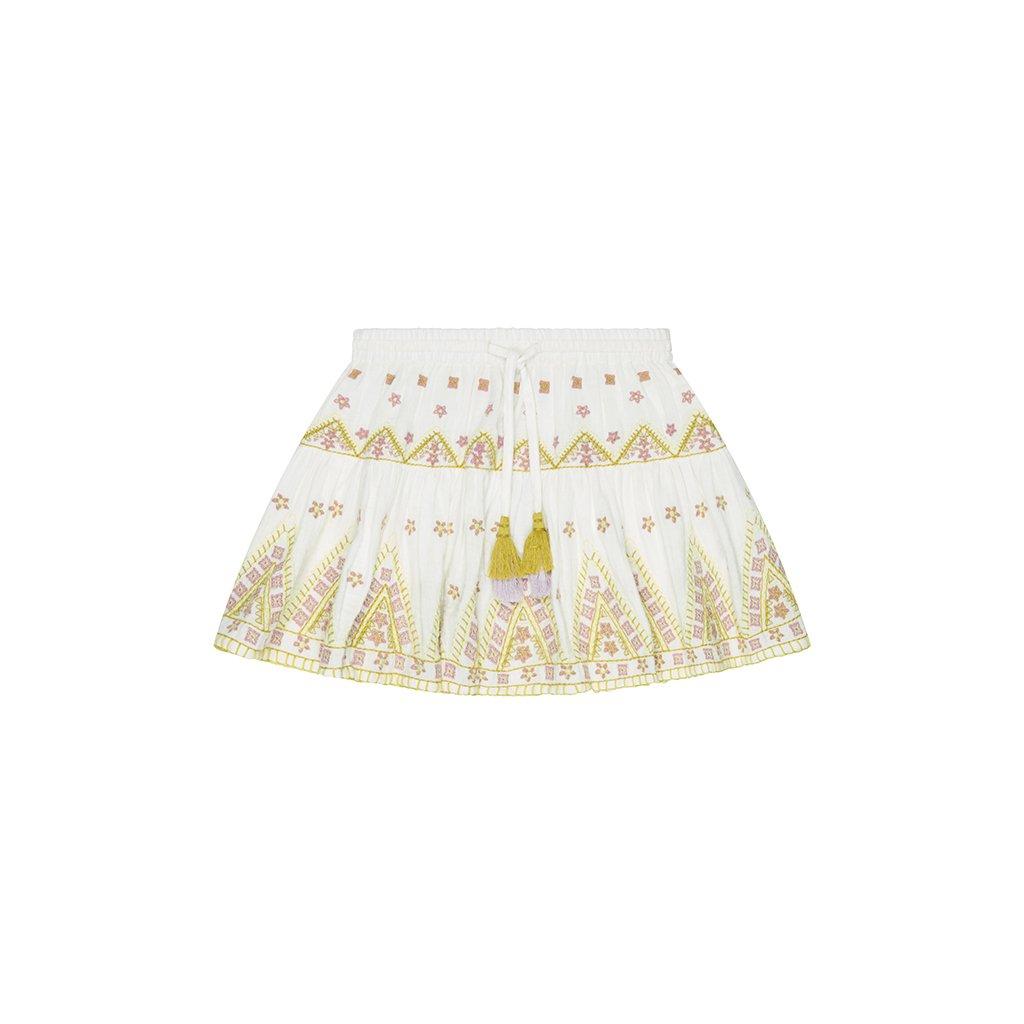 Ecru - Raffya - Kids Staranisse Tiered All Over Embroidered Skirt In Cream - 6