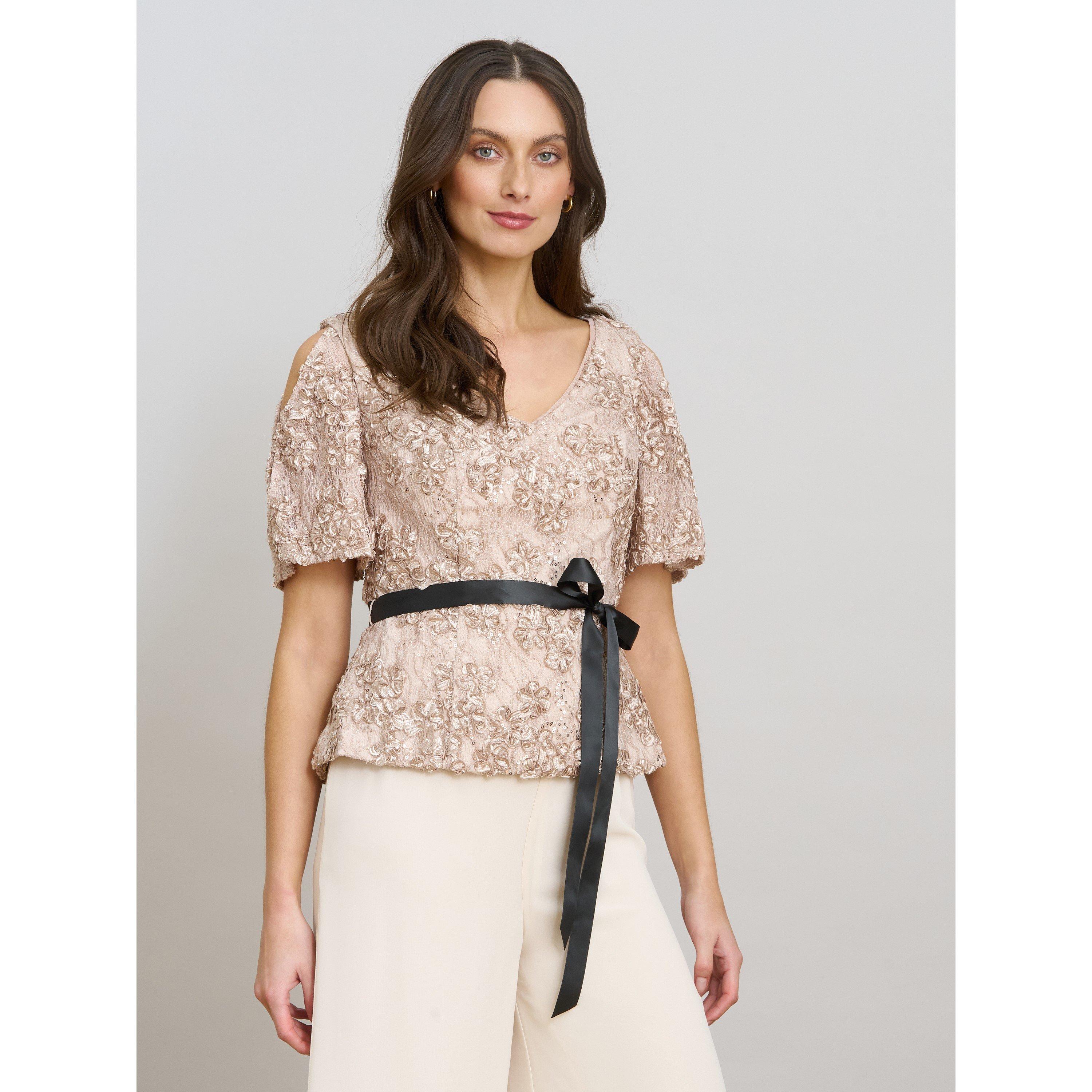 Nude - Gina Bacconi - Kitty V Neck Lace Blouse - 2