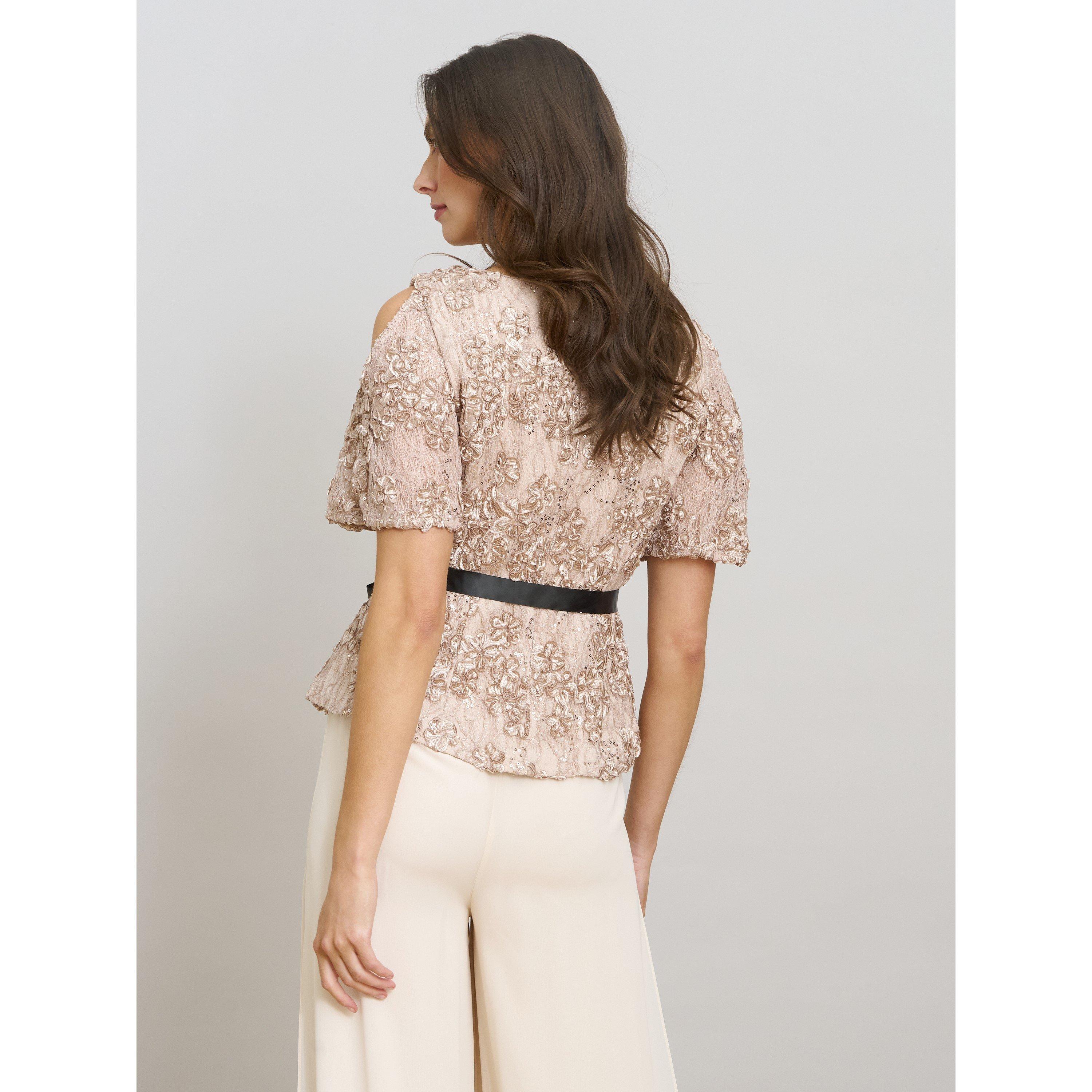 Nude - Gina Bacconi - Kitty V Neck Lace Blouse - 3