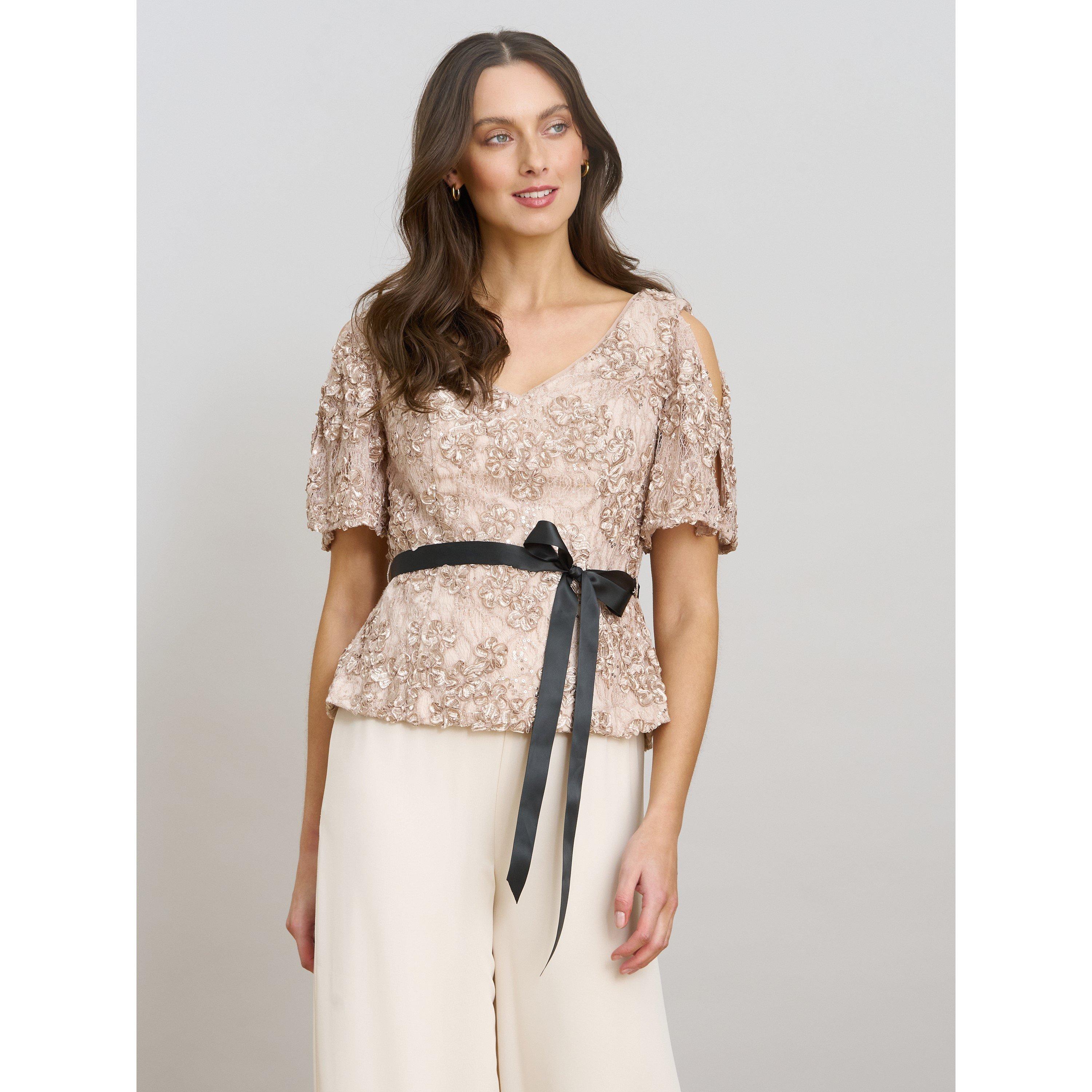 Nude - Gina Bacconi - Kitty V Neck Lace Blouse - 4