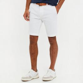 Threadbare Cotton Turn-Up Chino Shorts with Woven Belt