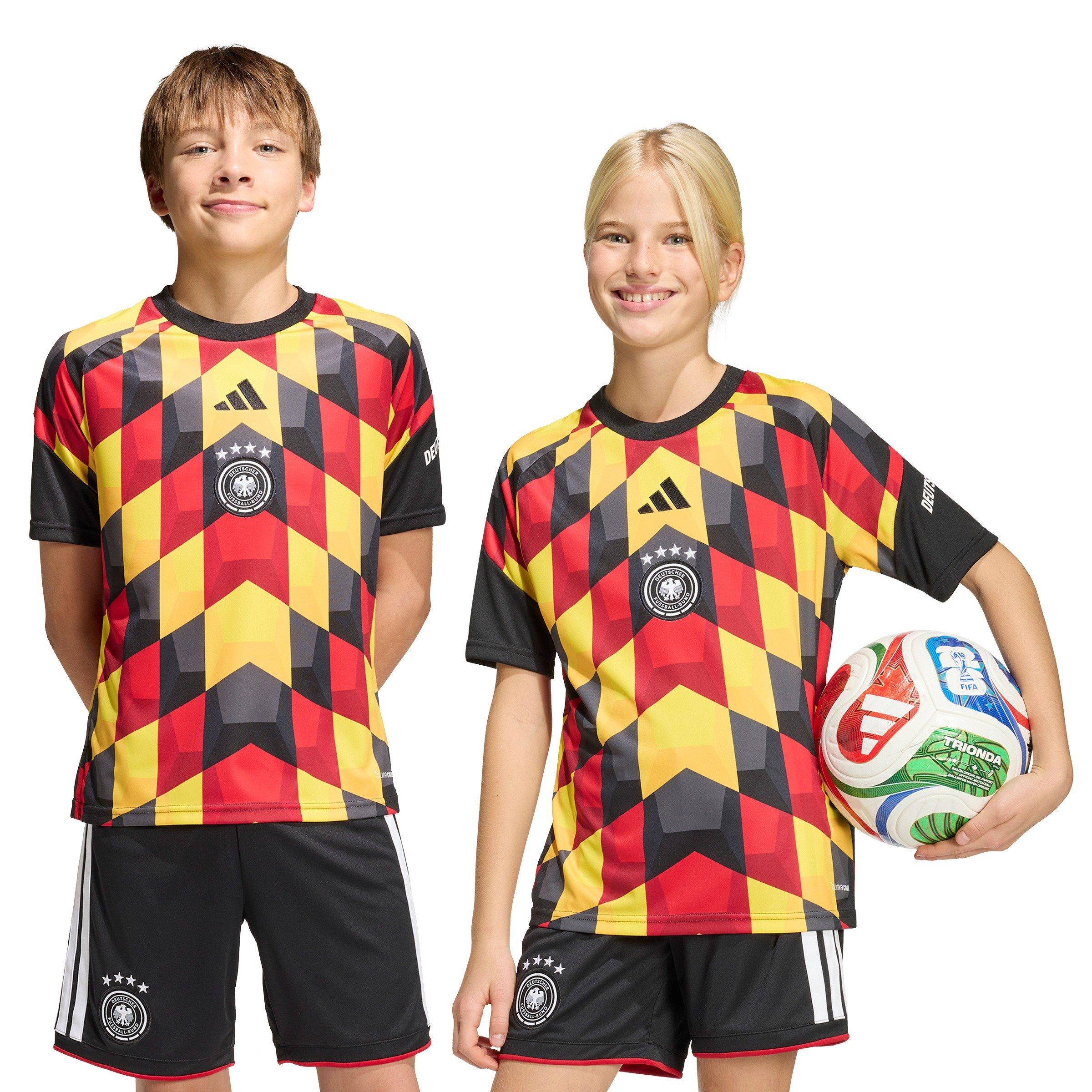 Black/Yellow - adidas - Kids Germany 2026 Pre-Match Short Sleeve T-Shirt - 3