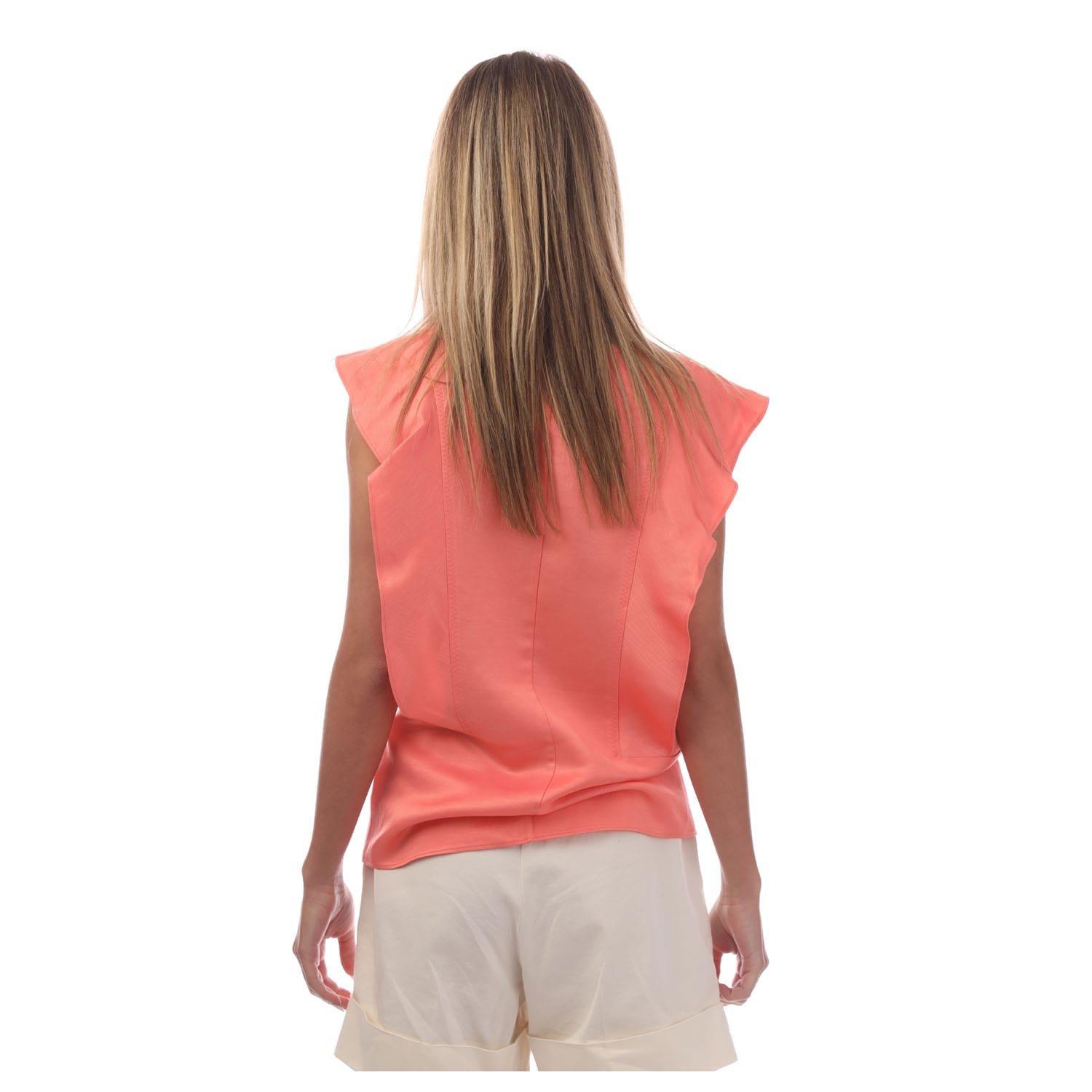 Coral - Boss - Bileina Flutter Sleeve Blouse - 4