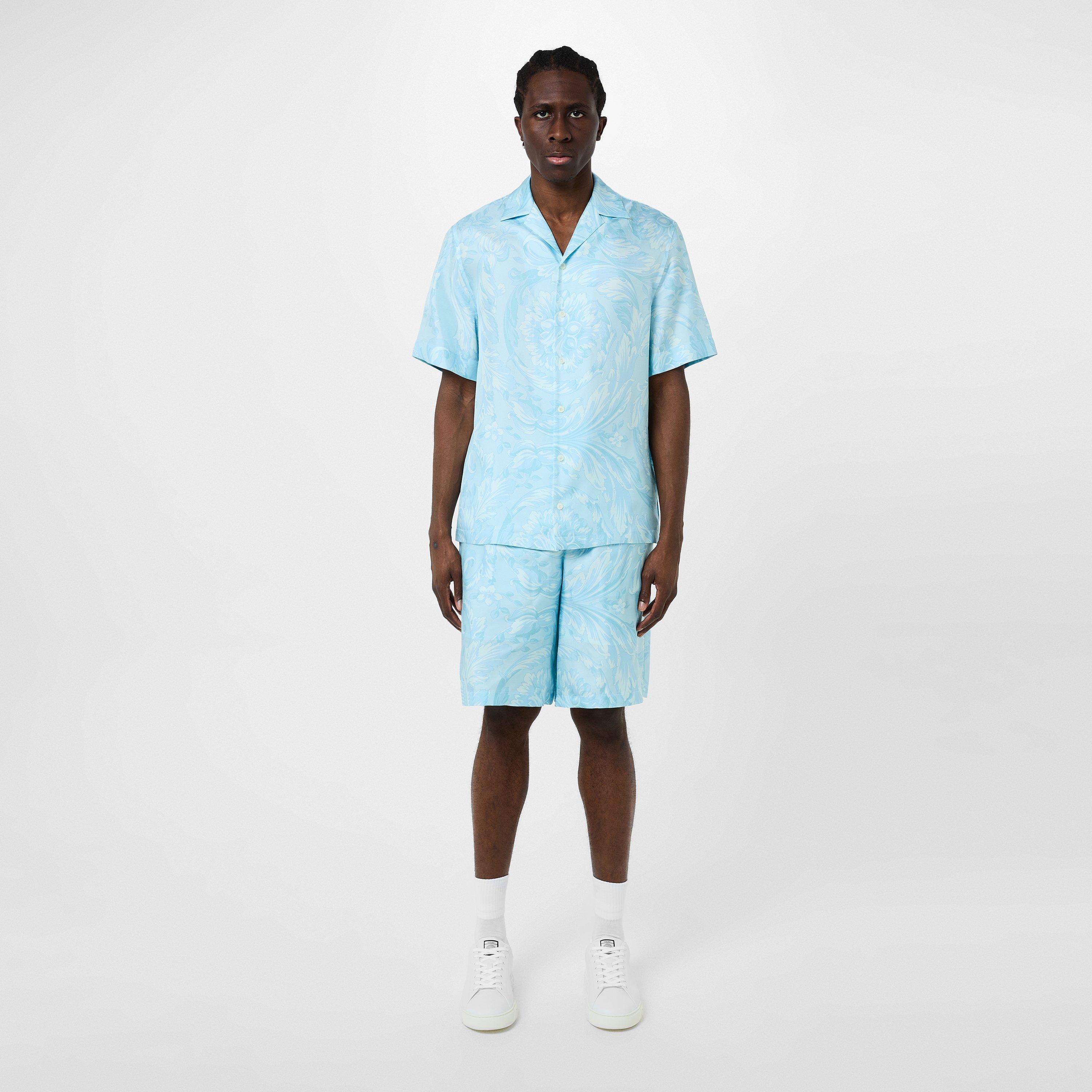 Pale Blue - Versace - Barocco Silk Shirt - 5