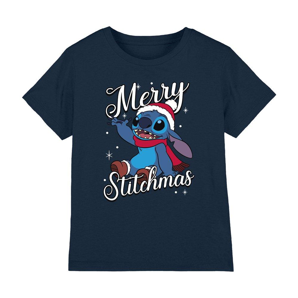 Navy - Disney - Lilo & Stitch Merry Stitchmas Santa Hat Kids T-Shi - 1