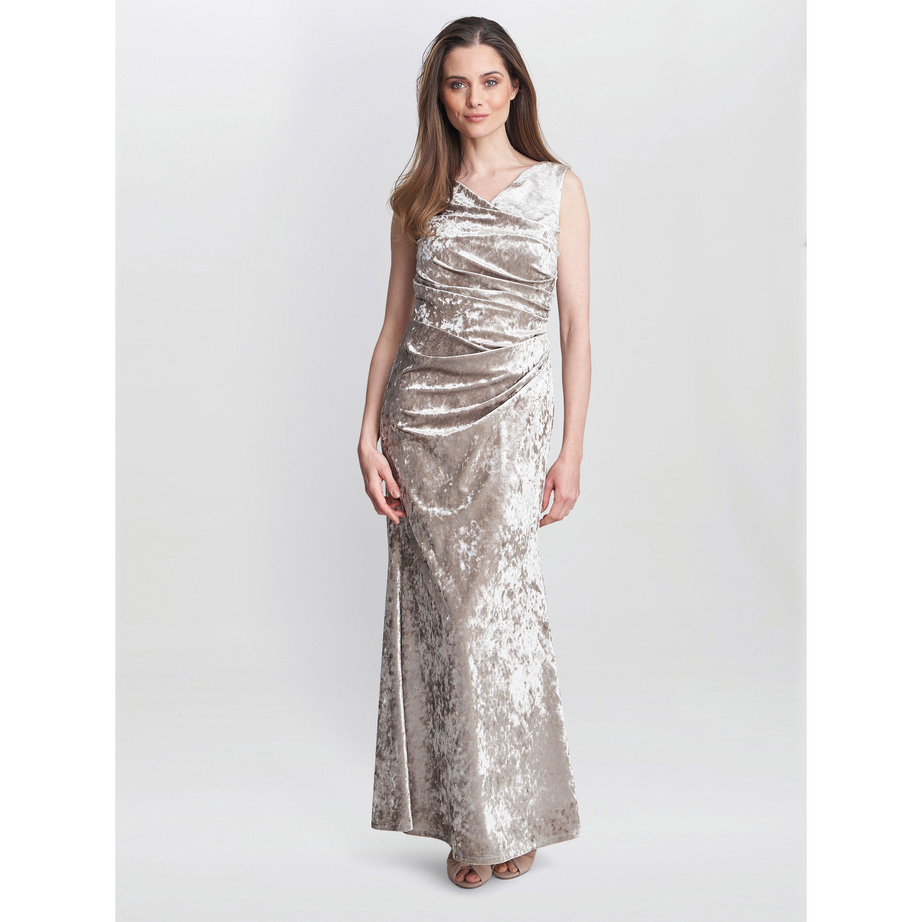 Gina Bacconi Women's Talia Crushed Velvet Maxi Dress - Beige - 20