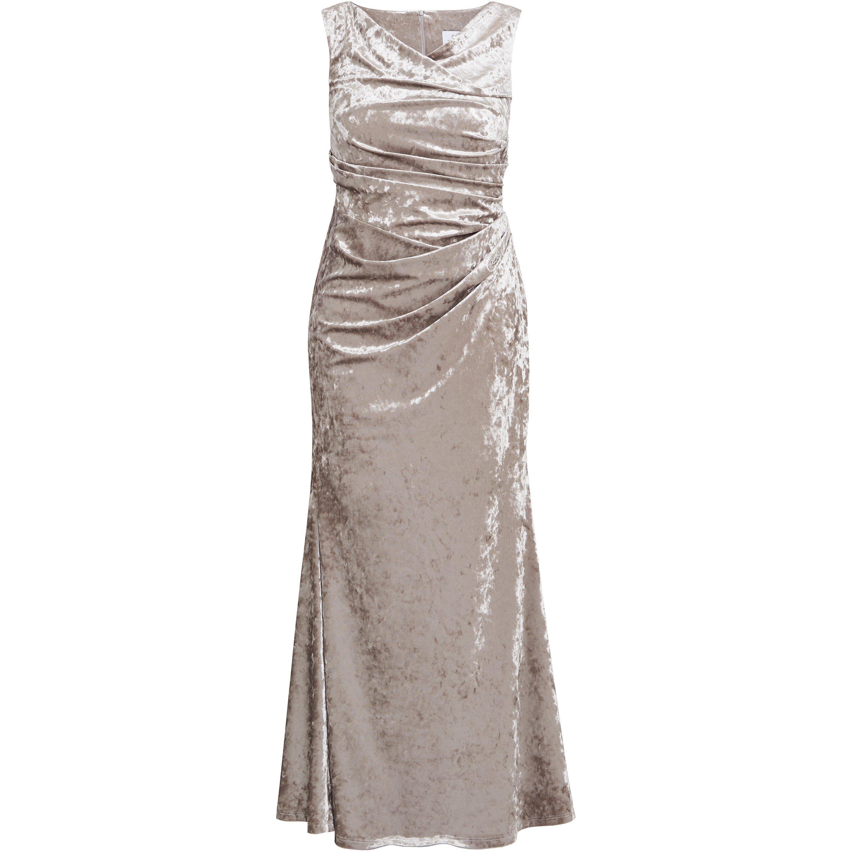Beige - Gina Bacconi - Talia Crushed Velvet Maxi Dress - 4