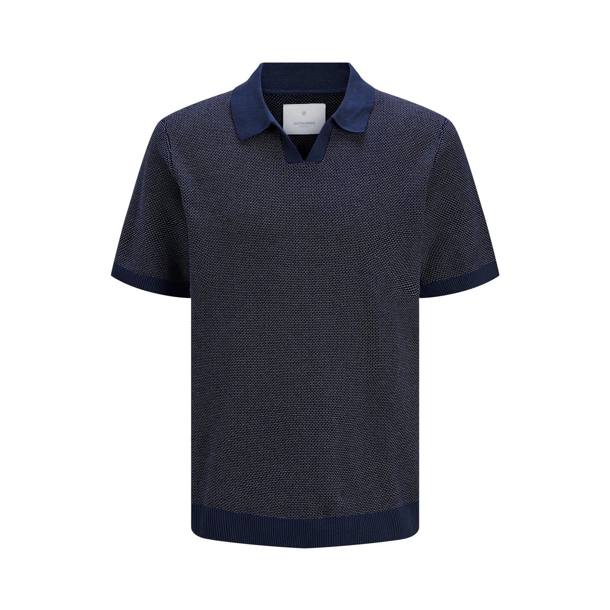 Night Sky - Jack and Jones - & Jones Premium split neck knitted polo in Na - 1