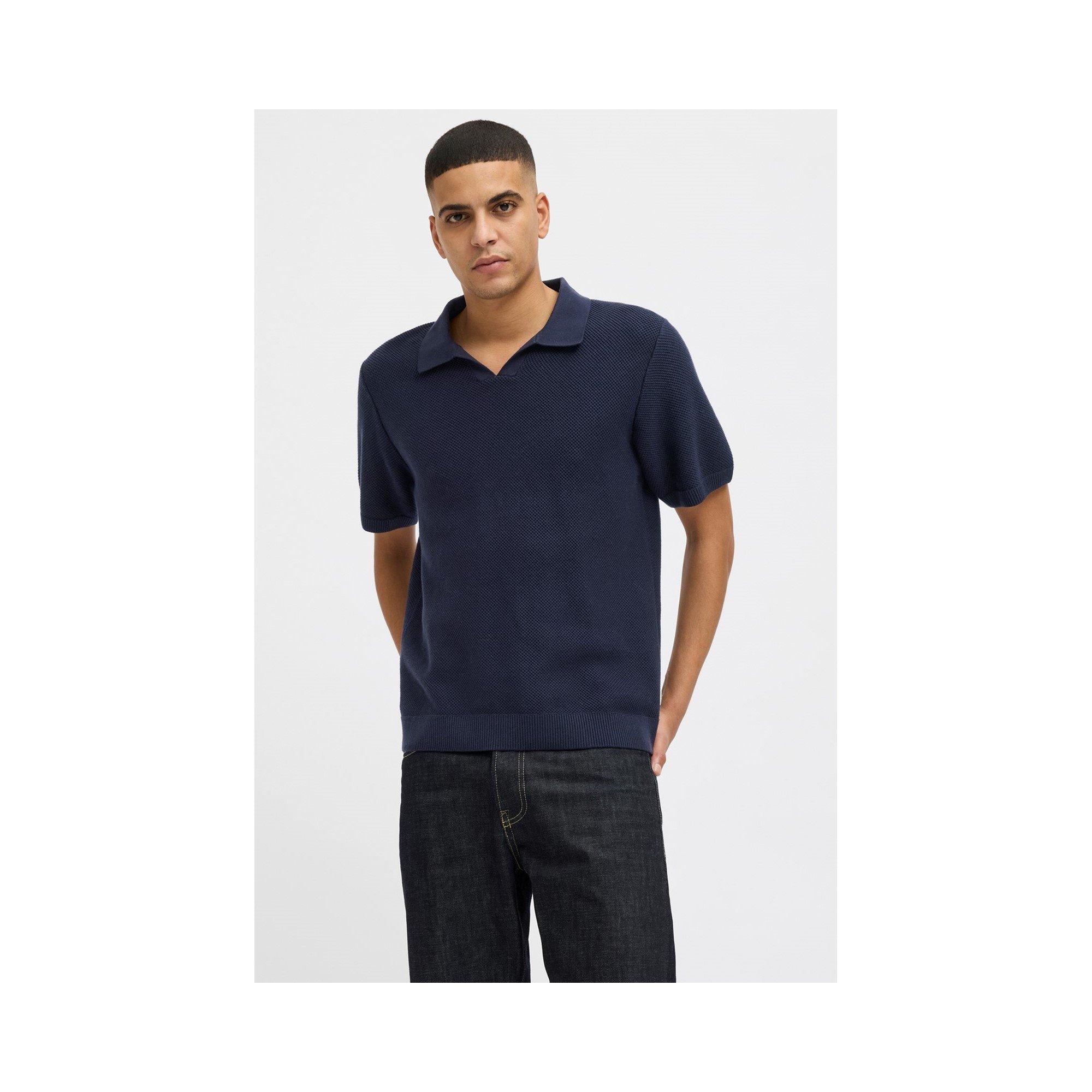 Night Sky - Jack and Jones - Jack & Jones Premium split neck knitted polo in Na - 2