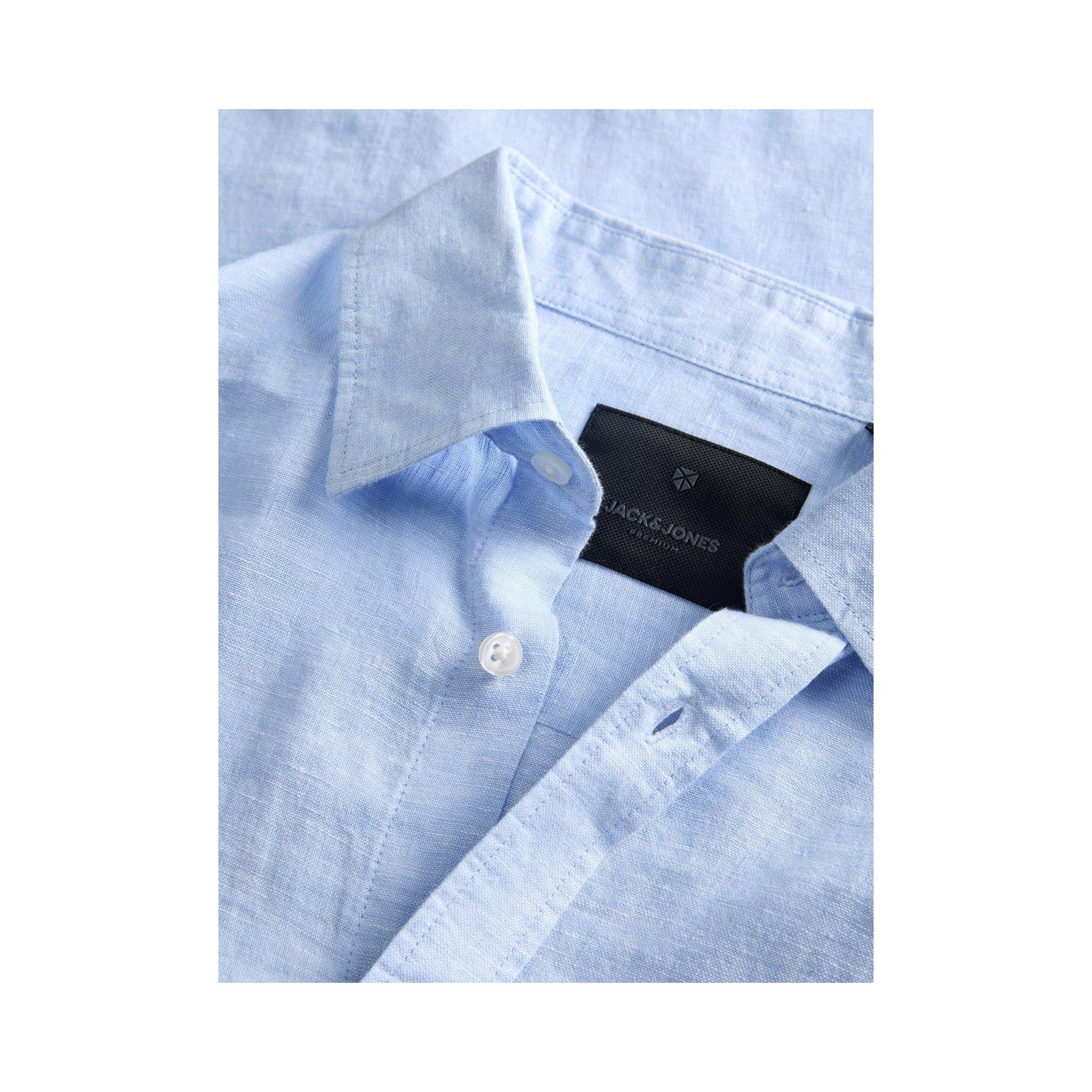 JACK & JONES Camicia Uomo JJEBREEZE LINEN BLEAND – Lino/Blu – Maniche Lunghe – Slim Fit Plus - 4