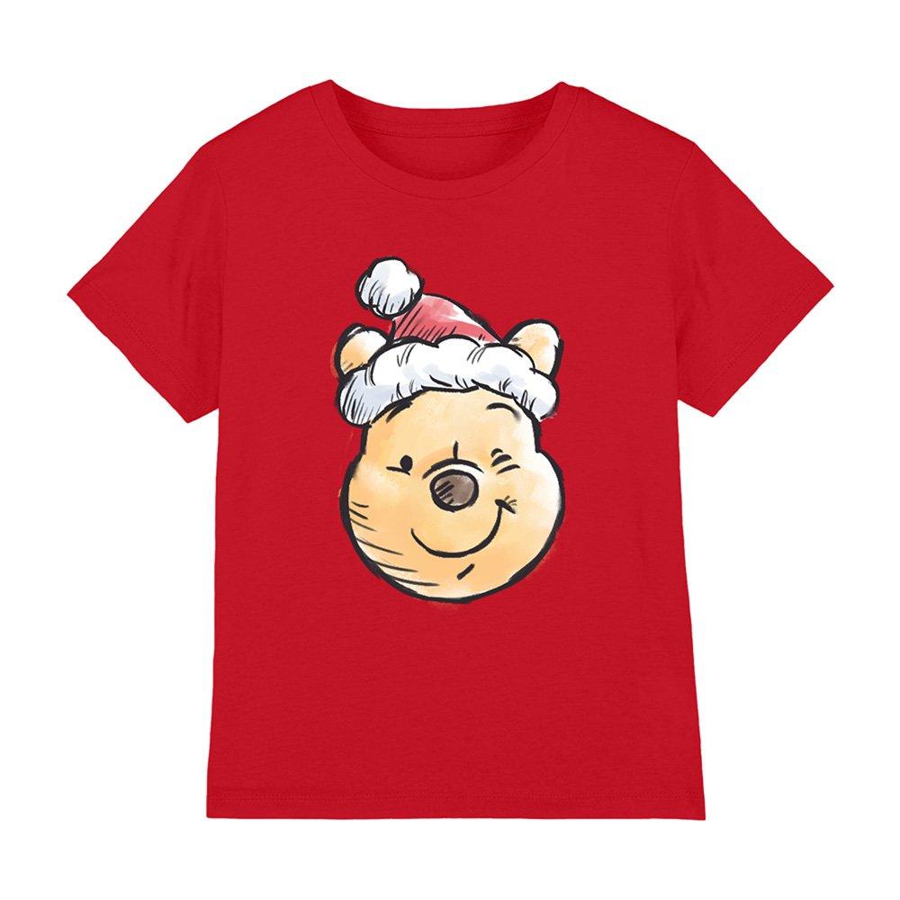 Winnie The Pooh Disney Santa Hat Kids T-Shirt Red