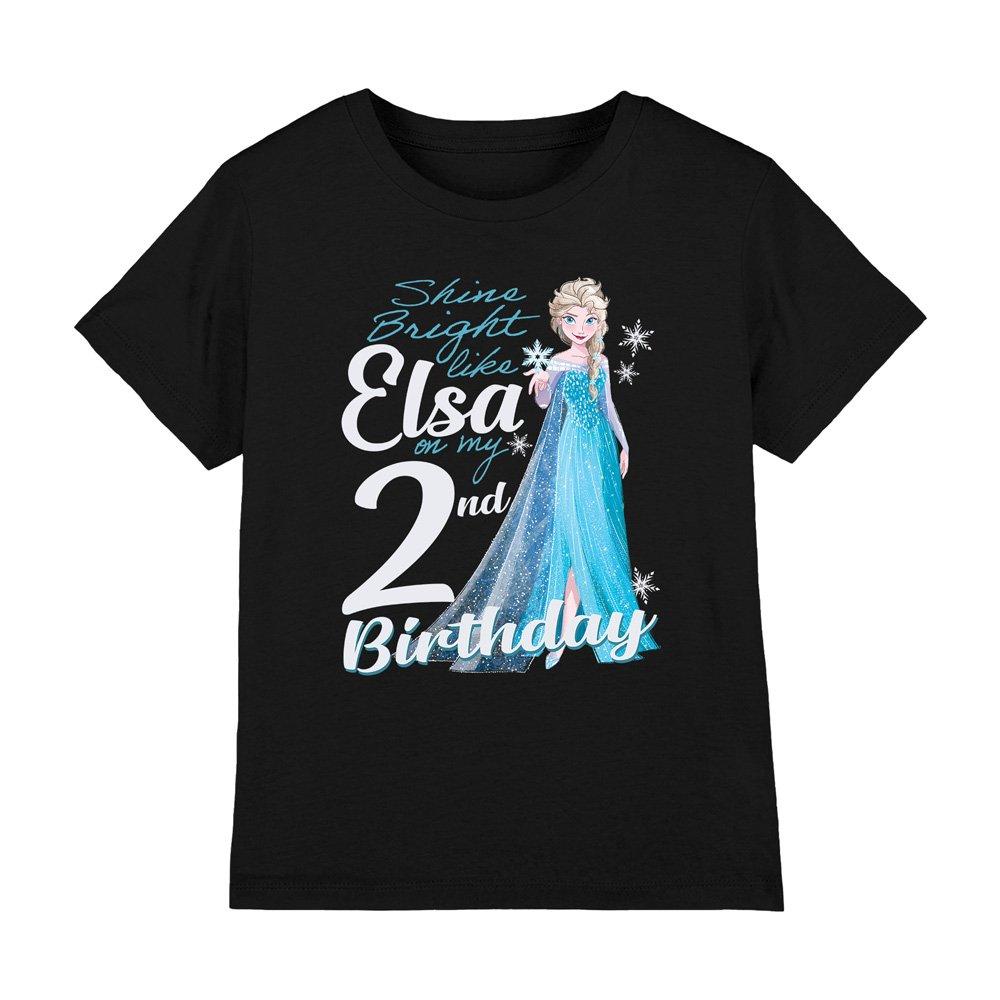 Black - Frozen - Frozen Bright Like Elsa 2Nd Birthday T-Shirt Black - 1