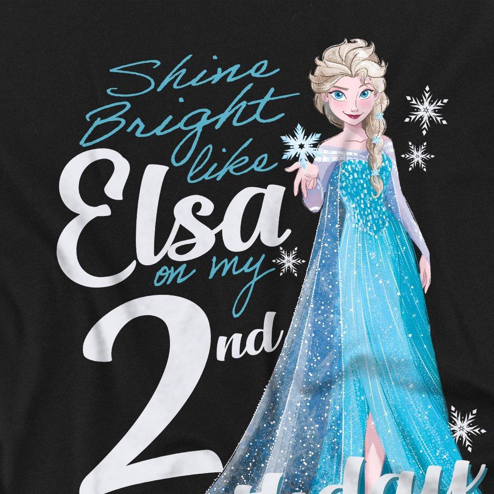 Black - Frozen - Frozen Bright Like Elsa 2Nd Birthday T-Shirt Black - 2