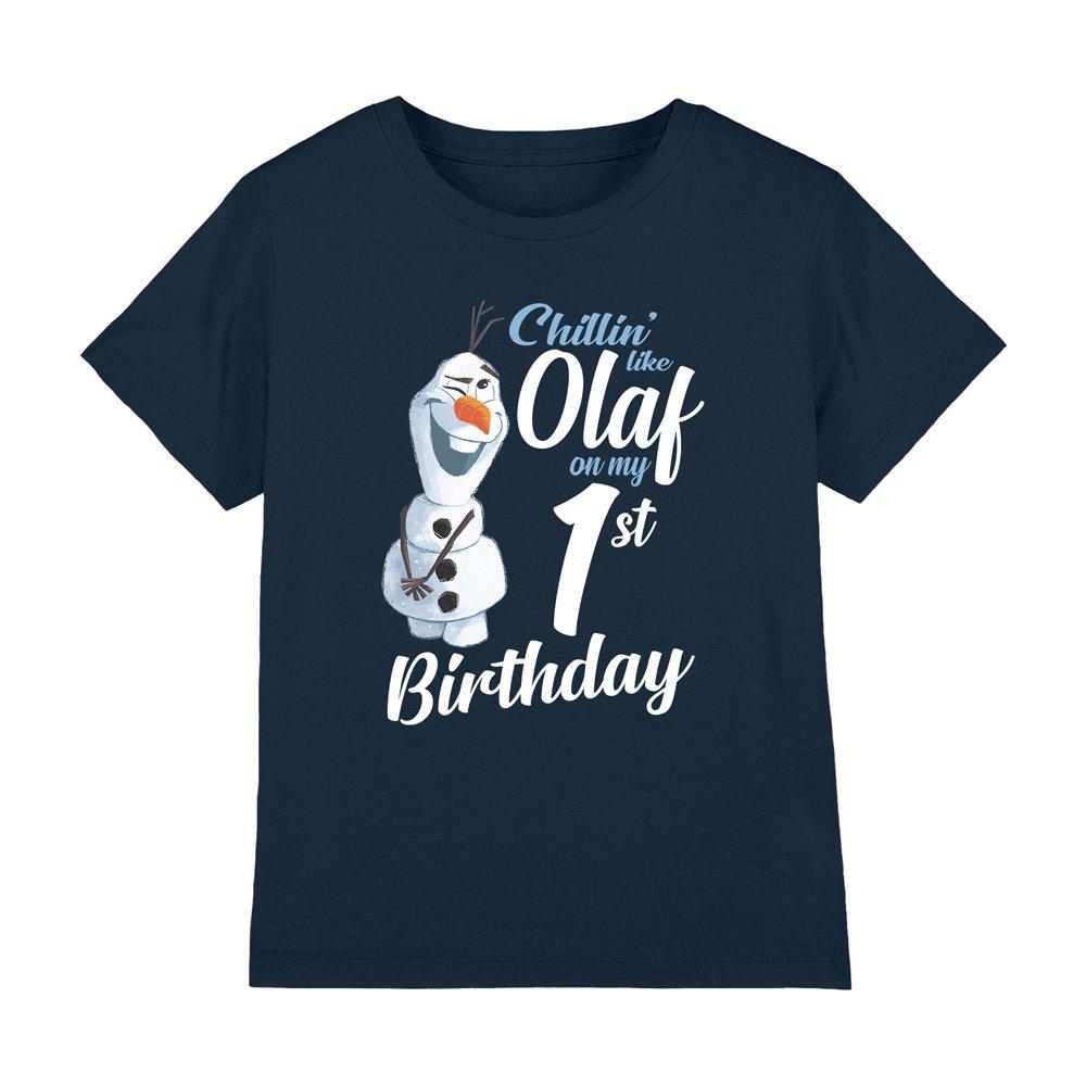 Navy - Frozen - Frozen Chillin Like Olaf 1Stbirthday Kids T-Shirt - 1