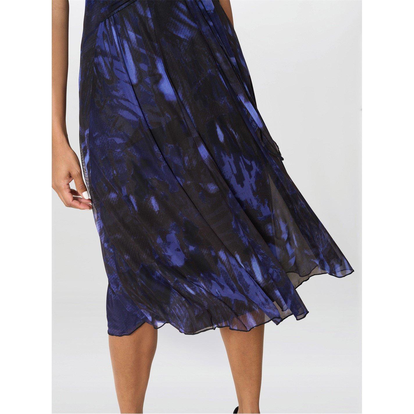 Black / Blue - Gina Bacconi - Winnie Pleated Midi Dress - 4