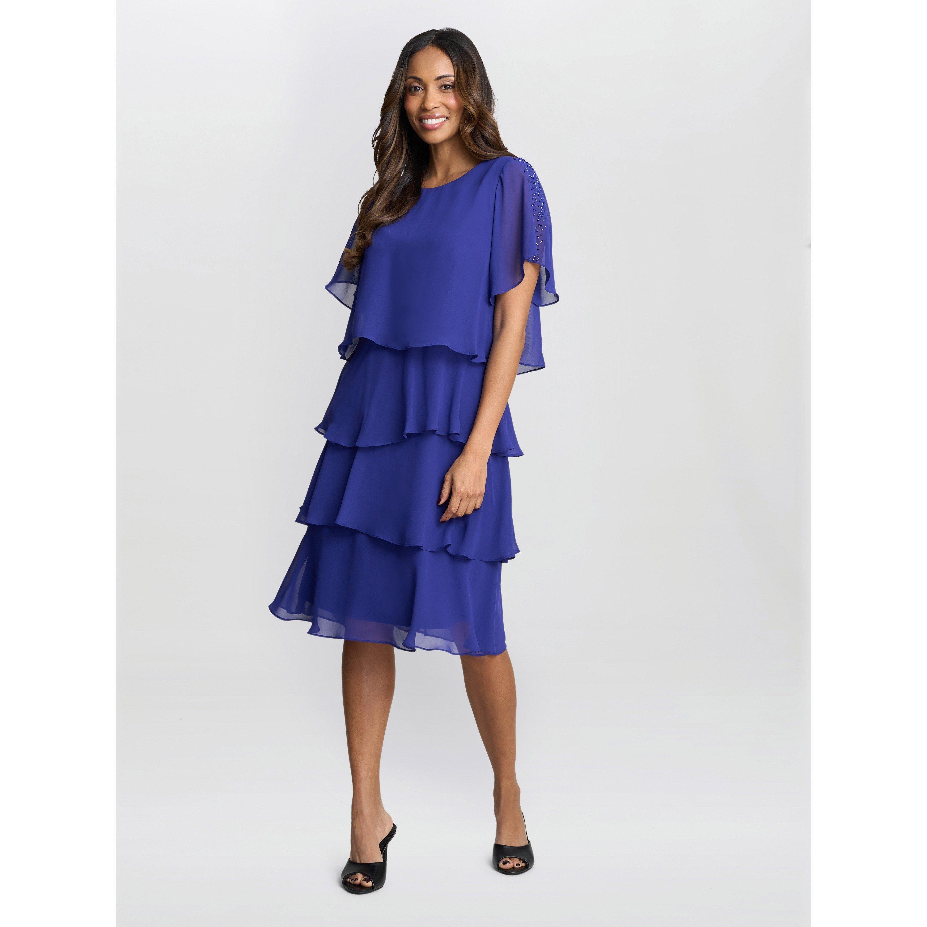 Iris - Gina Bacconi - CHERRY Tiered Chiffon Dress - 6