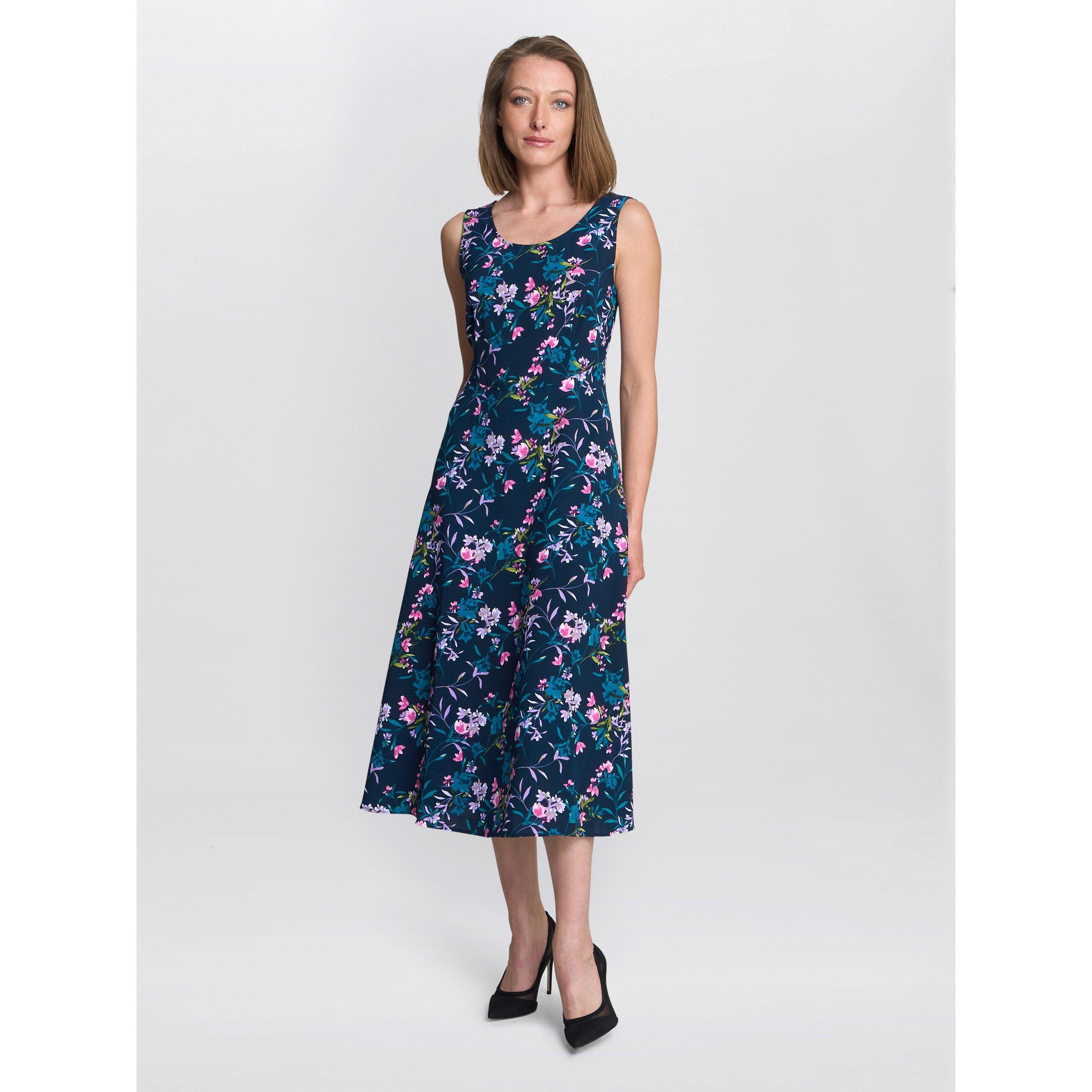 Navy / Multi - Gina Bacconi - Women's FLO Floral Jersey Fit and Flare Dress - 1