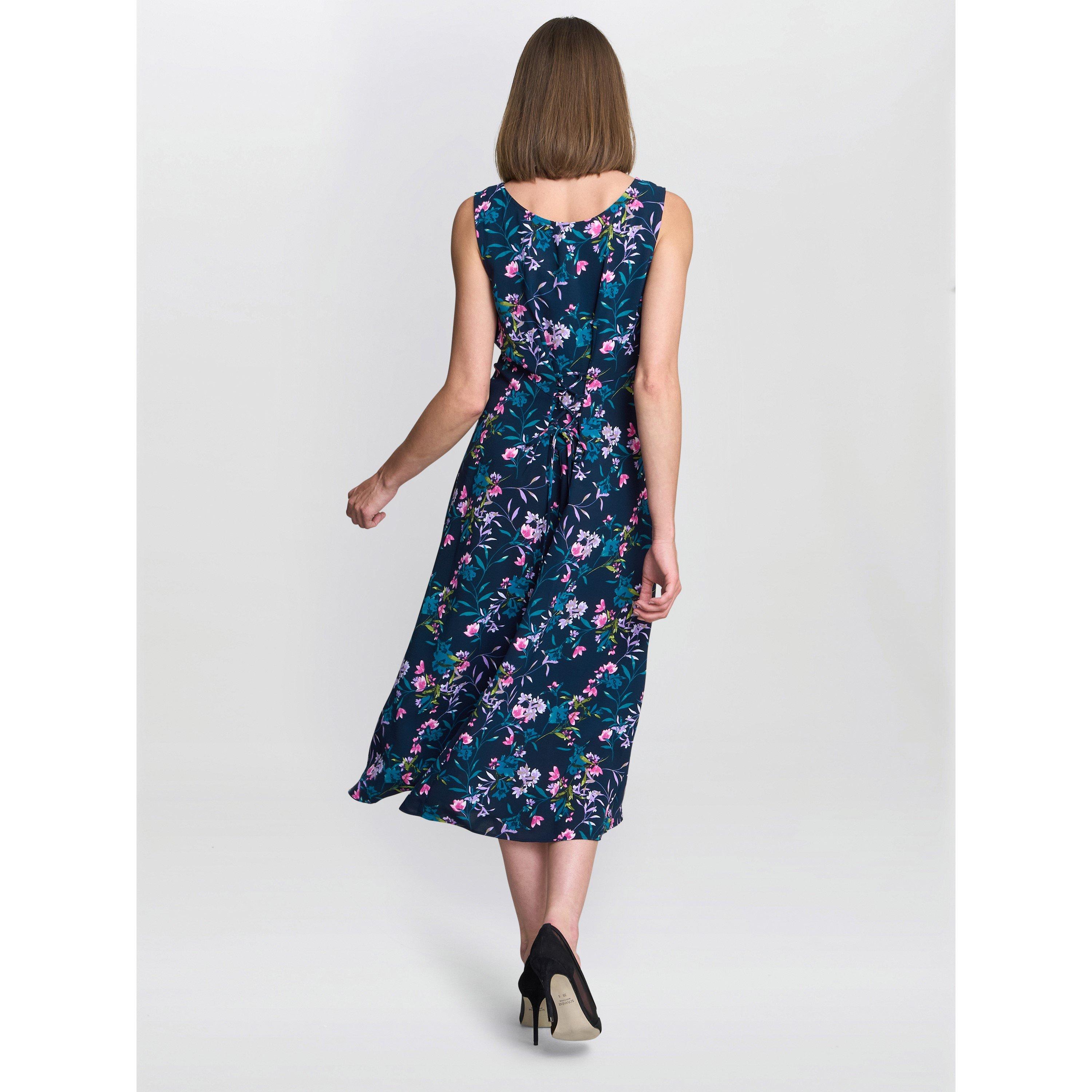 Navy / Multi - Gina Bacconi - Women's FLO Floral Jersey Fit and Flare Dress - 2