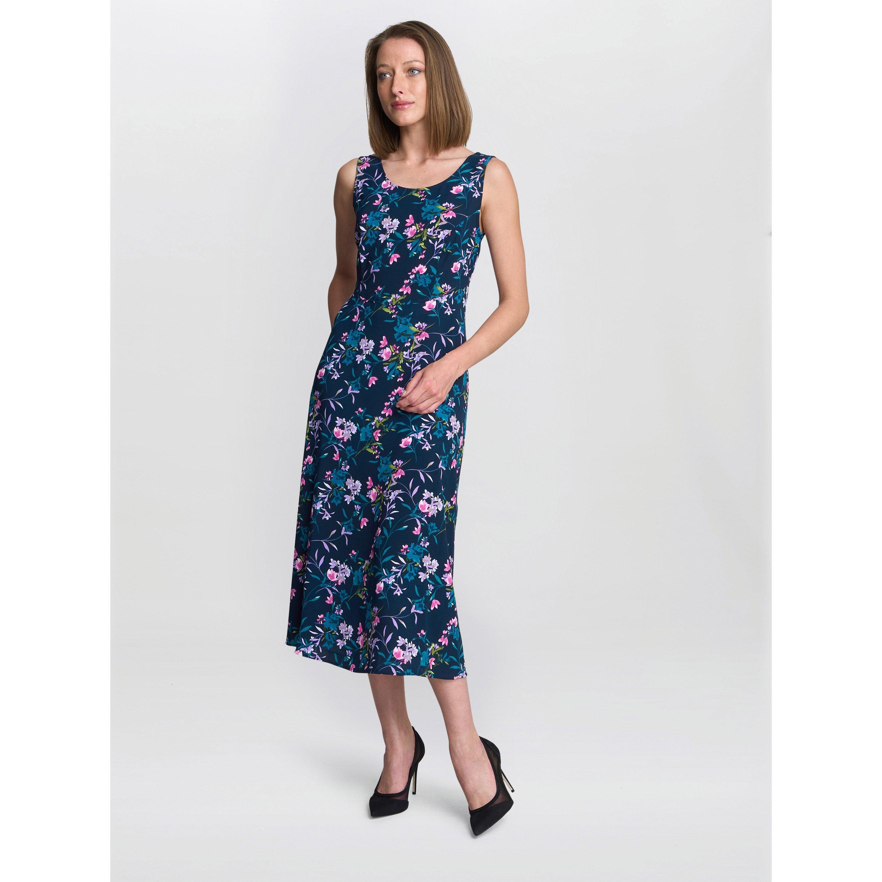 Navy / Multi - Gina Bacconi - Women's FLO Floral Jersey Fit and Flare Dress - 3