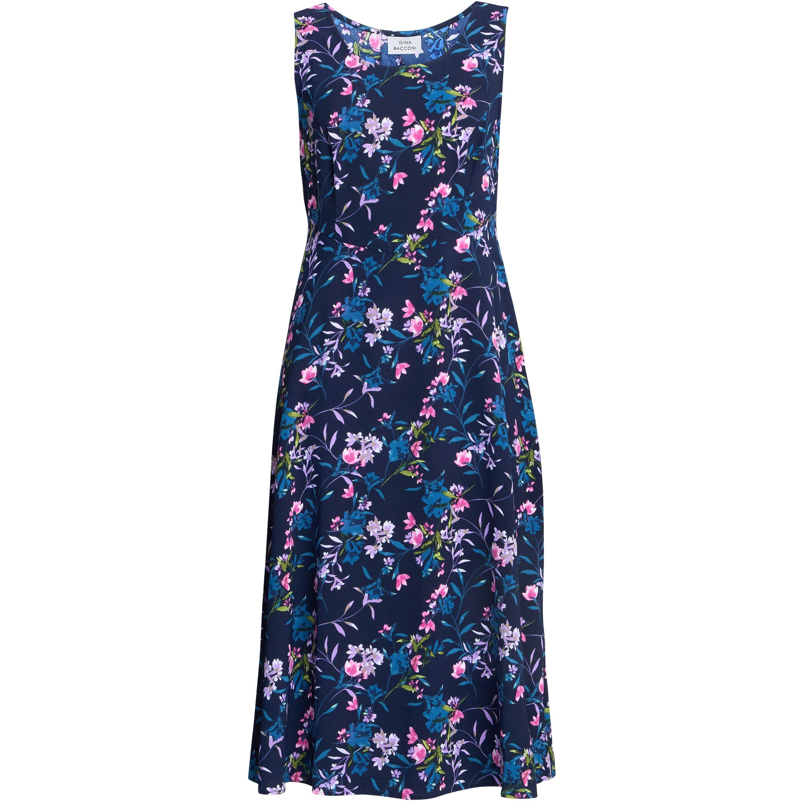 Navy / Multi - Gina Bacconi - Women's FLO Floral Jersey Fit and Flare Dress - 4