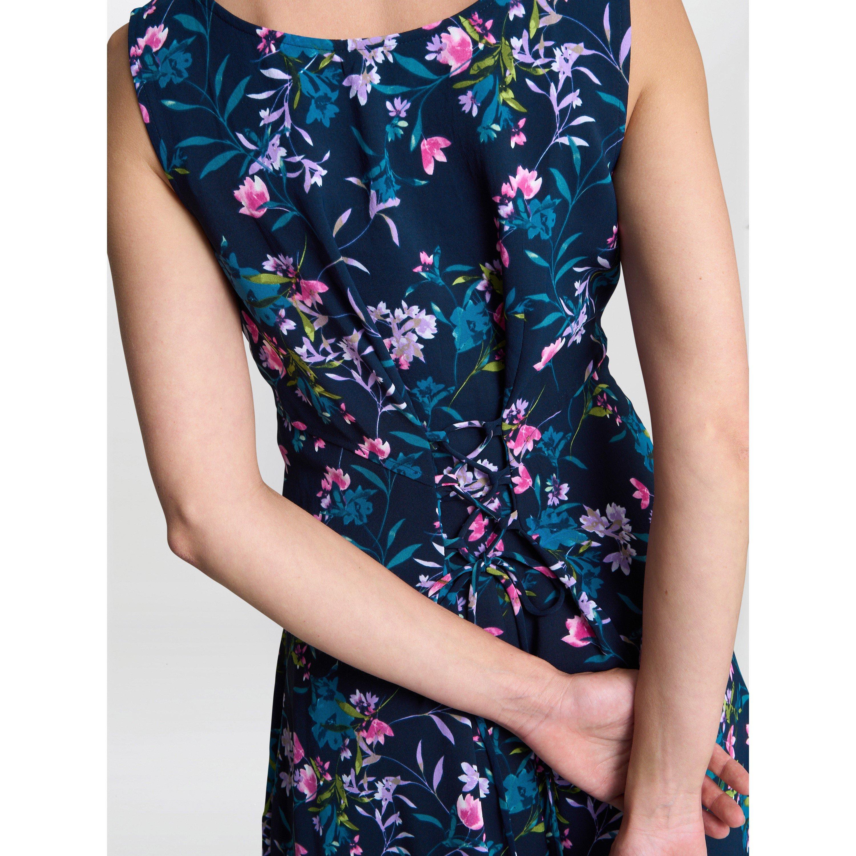 Navy / Multi - Gina Bacconi - Women's FLO Floral Jersey Fit and Flare Dress - 5