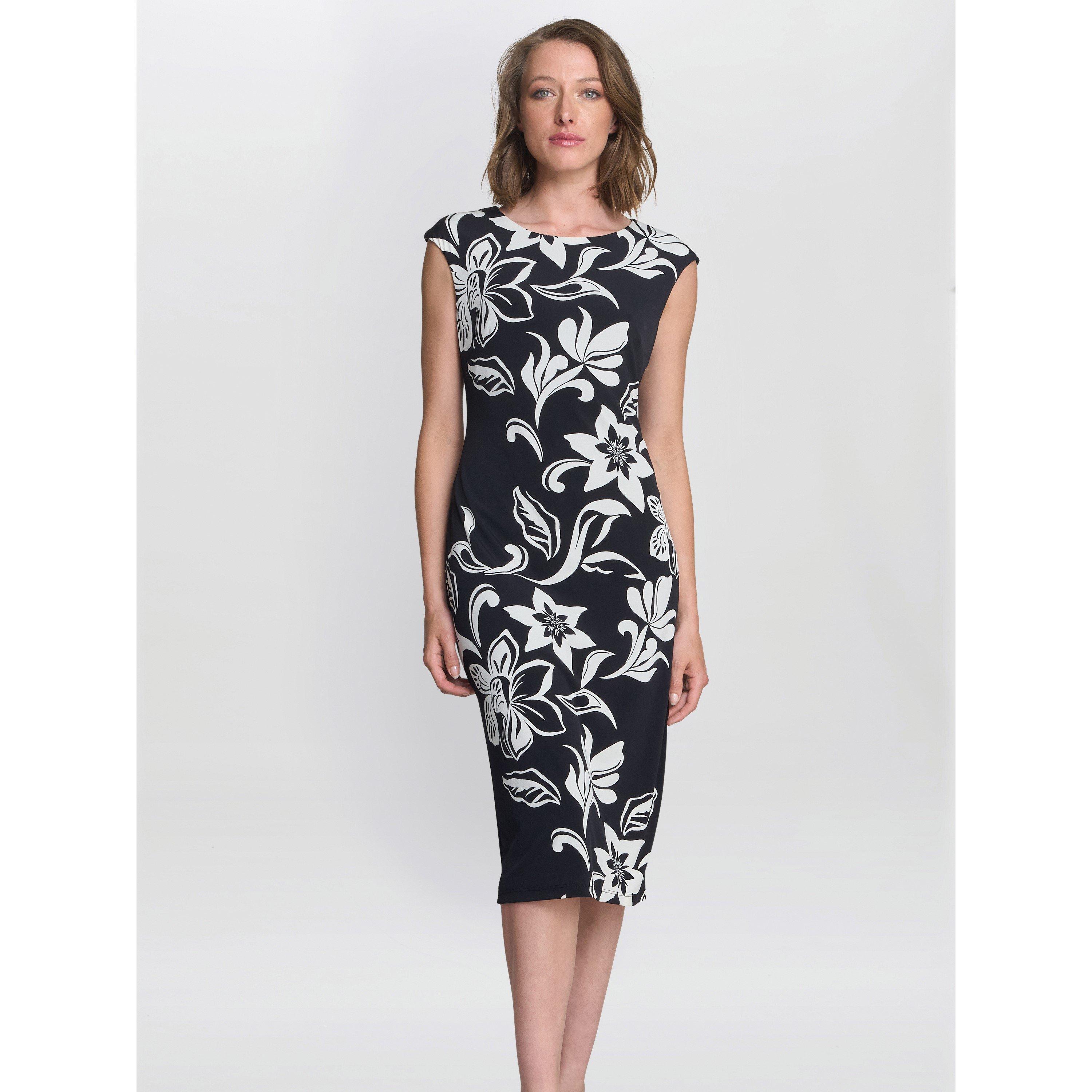 Gina Bacconi Women's Marjorie Floral Shift Dress - Black / Ivory - 18