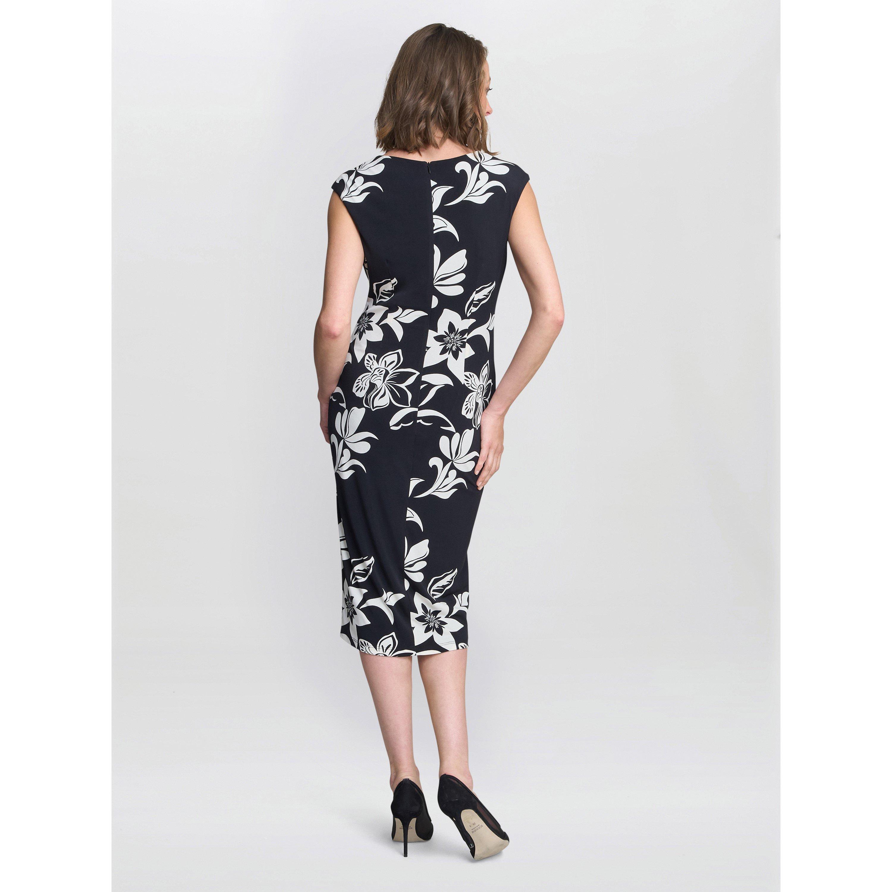 Black / Ivory - Gina Bacconi - MARJORIE Floral Shift Dress - 2