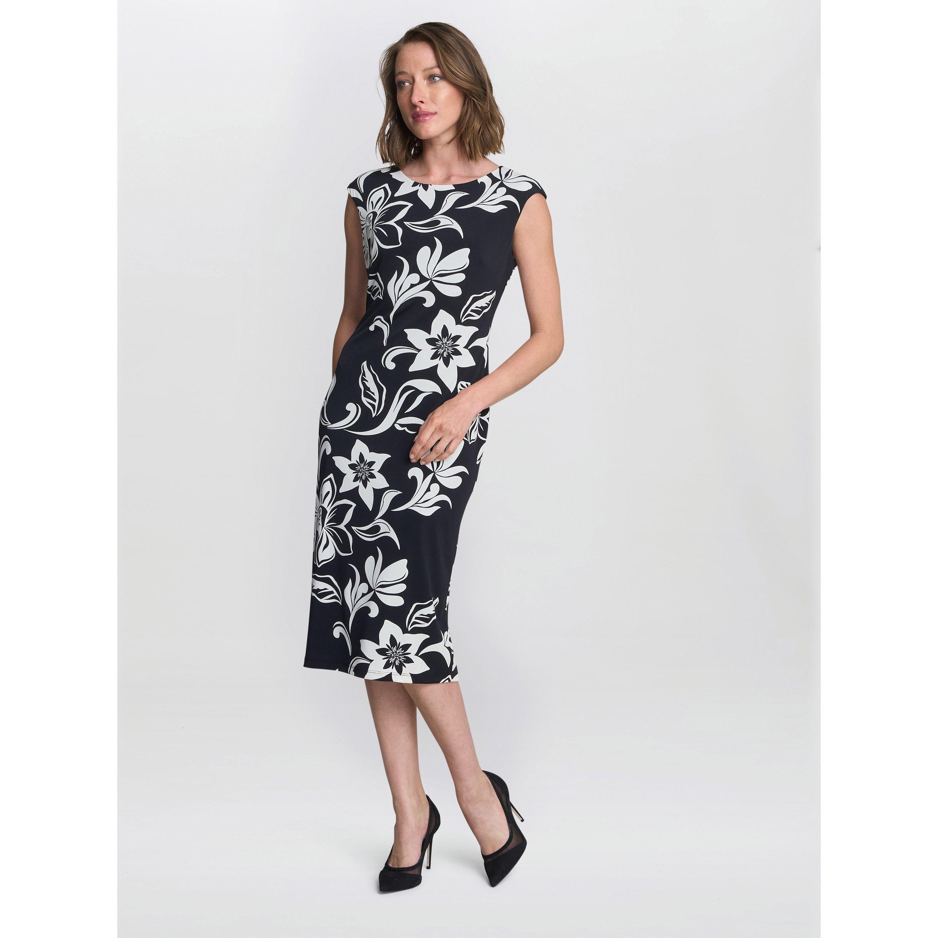 Black / Ivory - Gina Bacconi - MARJORIE Floral Shift Dress - 3