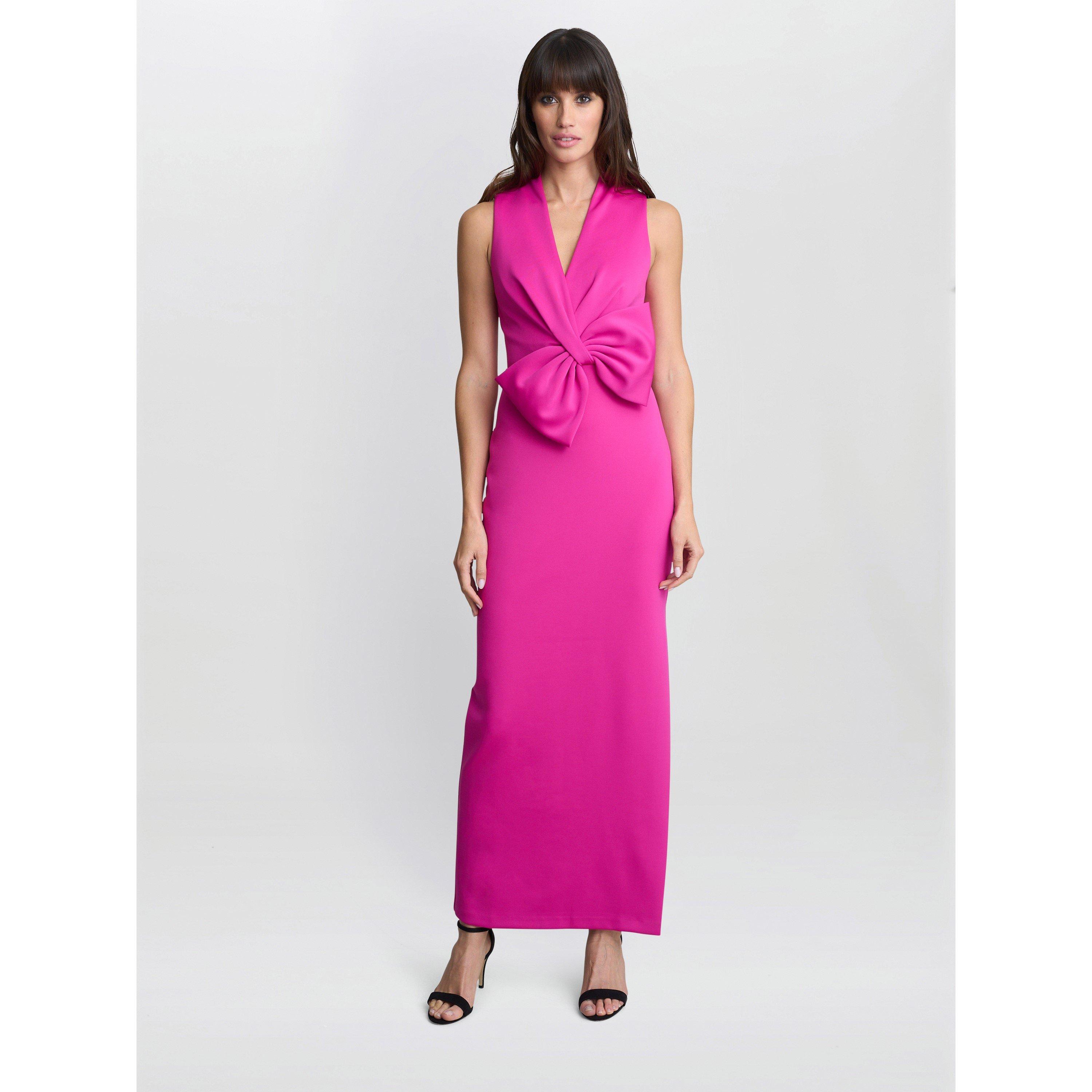 Gina Bacconi Women's Sienna Maxi Dress With Bow Detail - Hot Pink - 10
