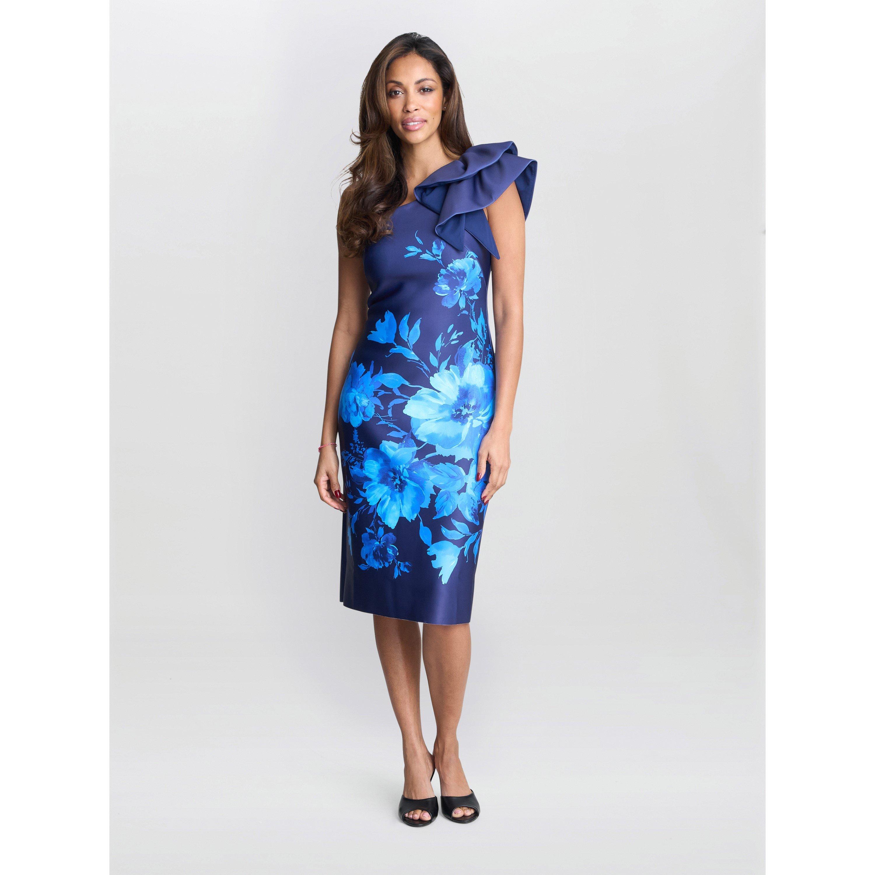 New Blue - Gina Bacconi - VENUS PRINTED ASYMMETRIC DRESS - 1