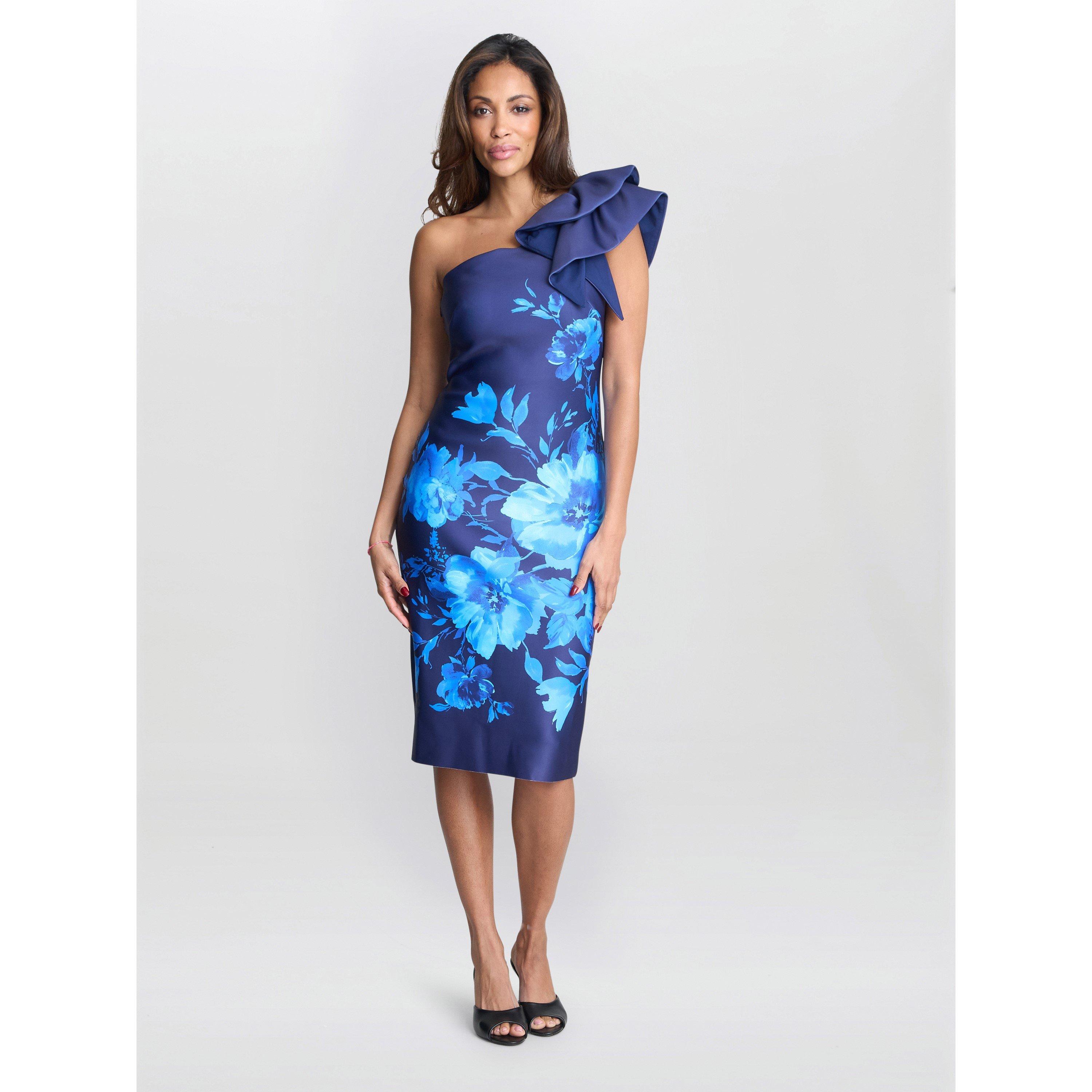 New Blue - Gina Bacconi - VENUS PRINTED ASYMMETRIC DRESS - 3