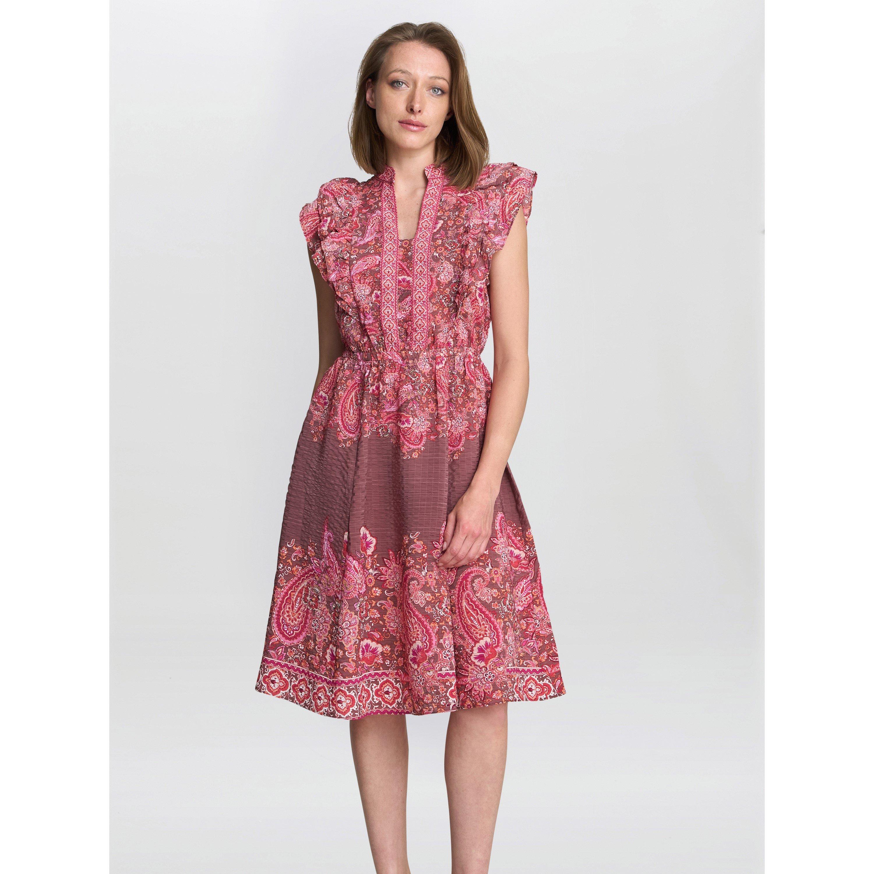 Gina Bacconi Women's Liat Boho Paisley A-Line Dress - Brown / Pink - S