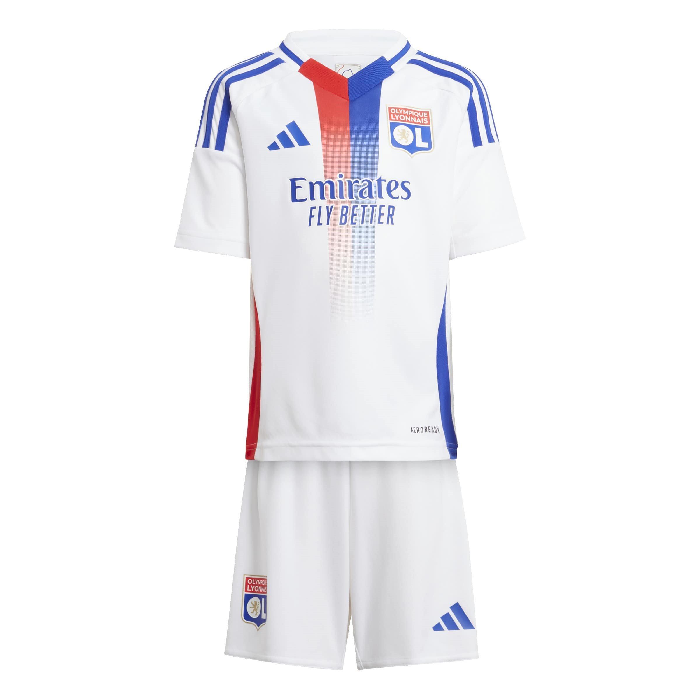 Hvid - adidas - Unisex Kids' Olympique Lyonnais Home 2025-2026 Ligue 1 Football Kit Mini Kits - 1