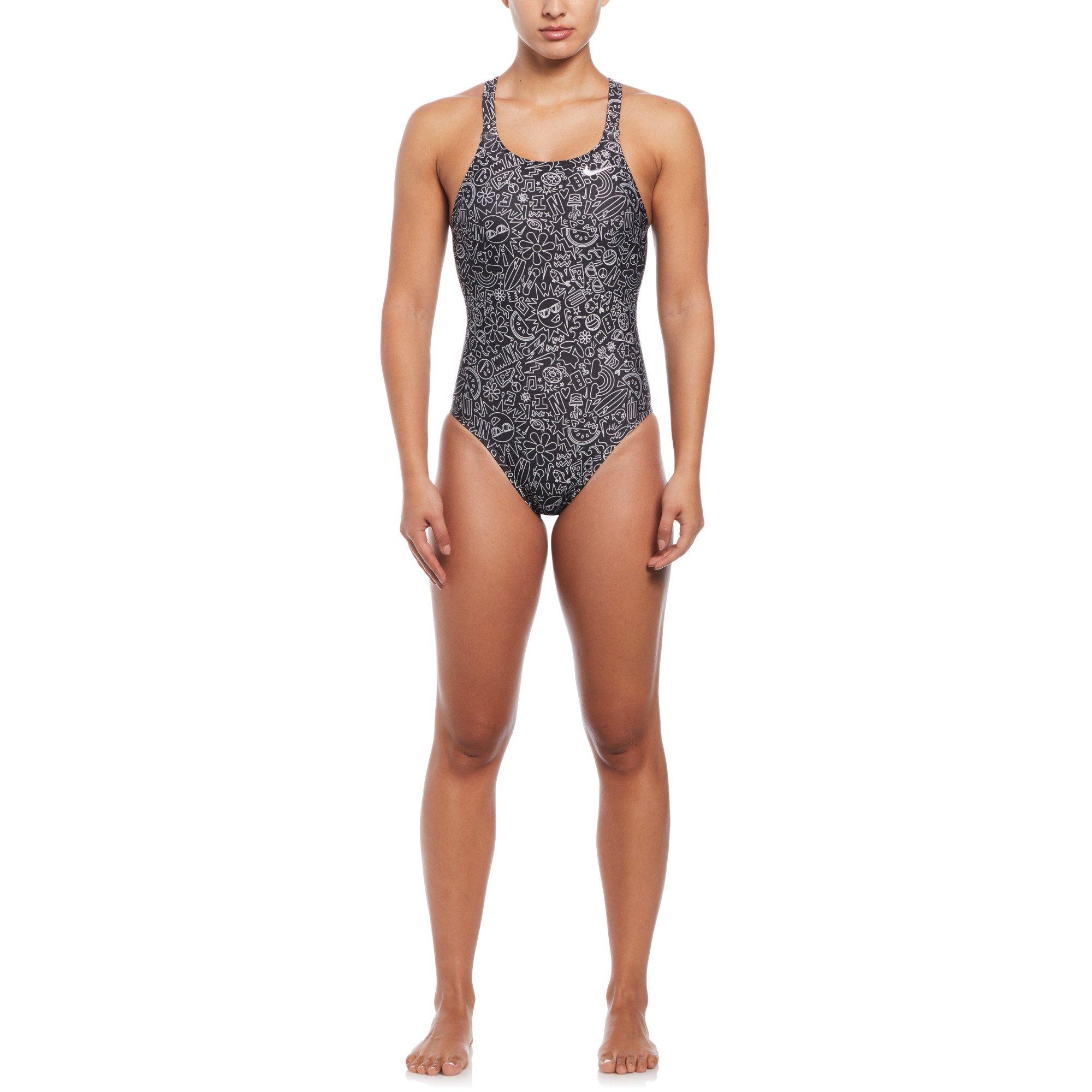 Zwart/Wit - Nike - Swim Hydra strong Cutout One-Piece Swimsuit - 2