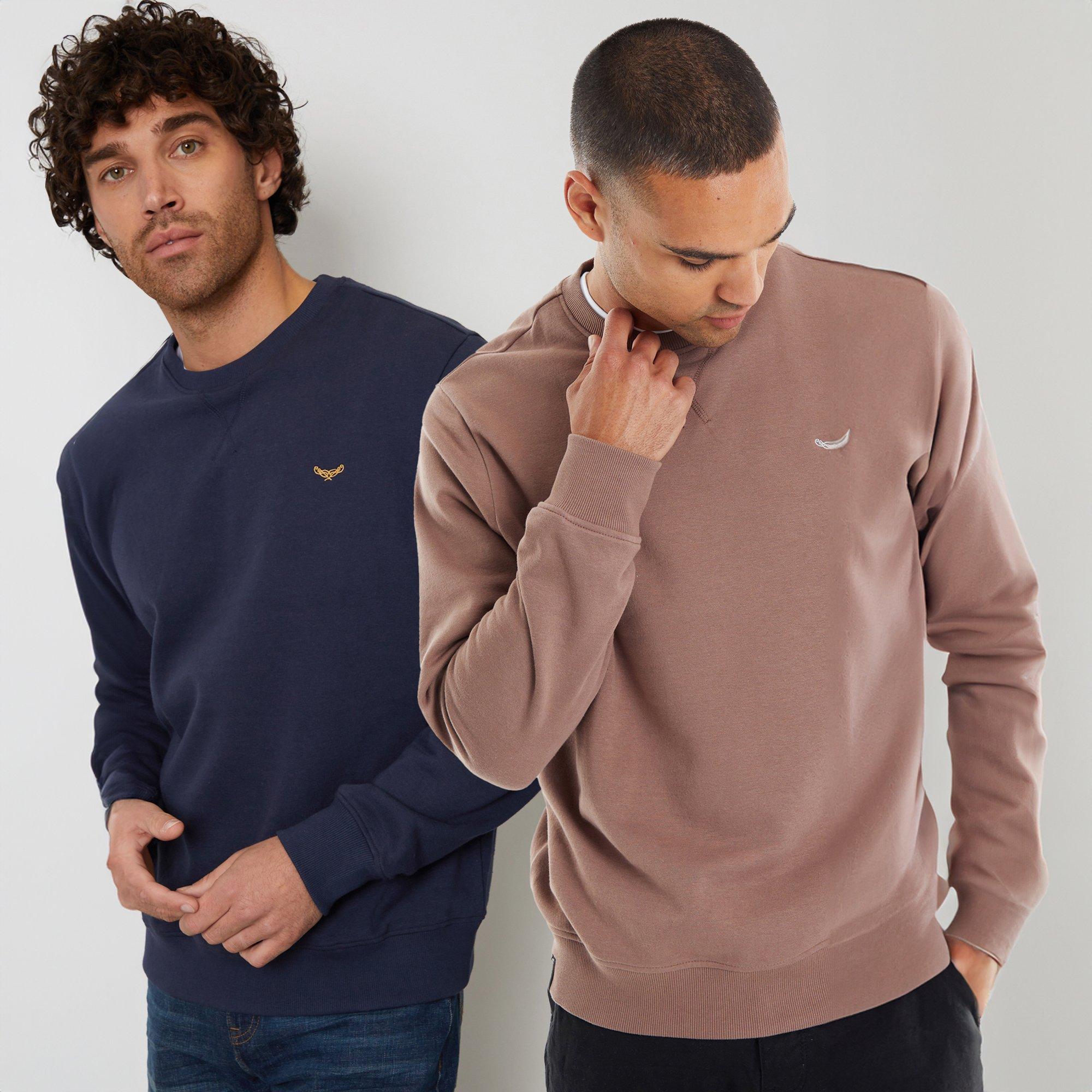 Threadbare Men's 2 Pack Crew Neck Sweatshirts - Navy - S