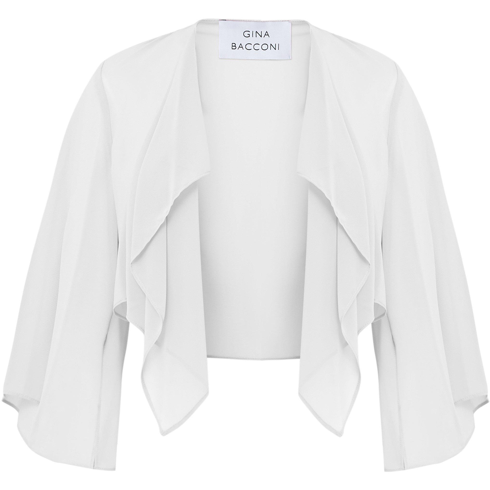 Ivory - Gina Bacconi - Women's Vivian Chiffon 3/4 Sleeve Waterfall Jacket