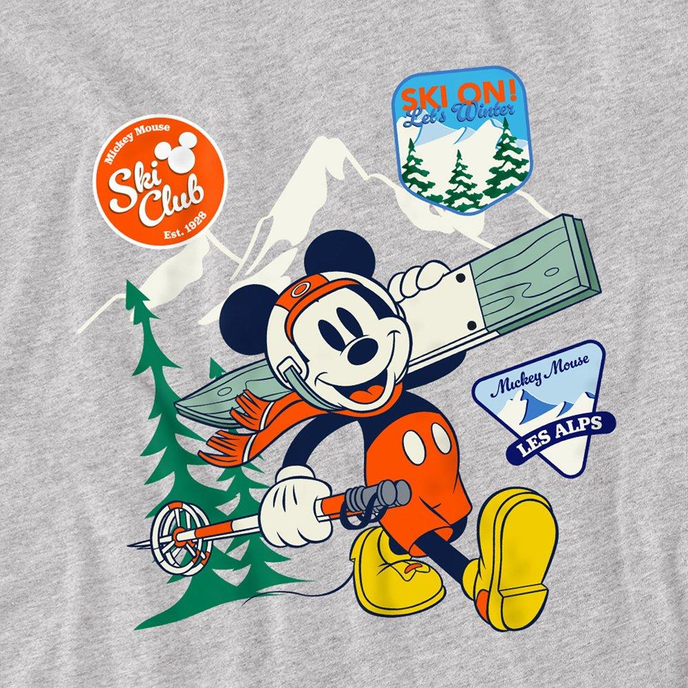 Light Grey - Disney - Mickey Mouse Ski Badges Kids T-Shirt Athletic Hea - 2