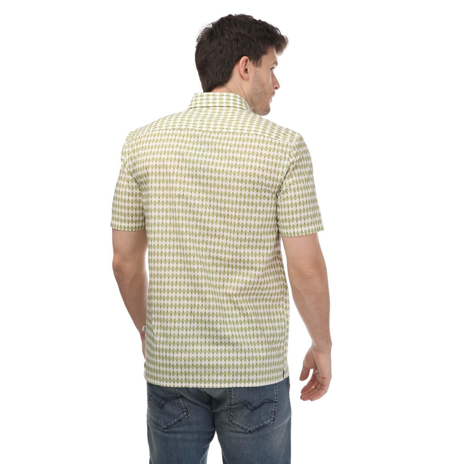 Olive - Ted Baker - Furbo Regular Fit Micro Leaf Shirt - 2