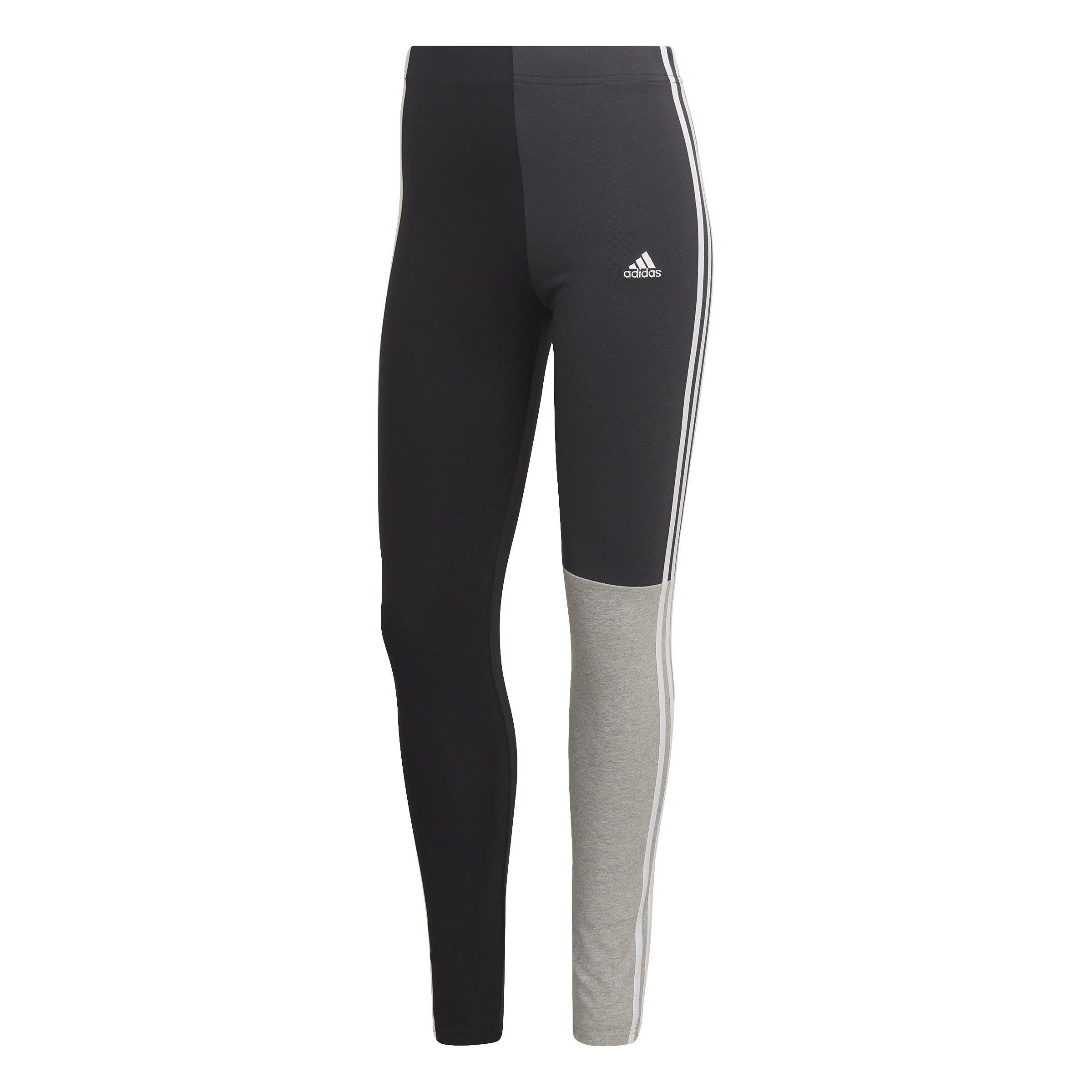 Black/Carbon/Mg - adidas - Essentials 3-Stripes Colourblock Cotton Leggings Womens - 1