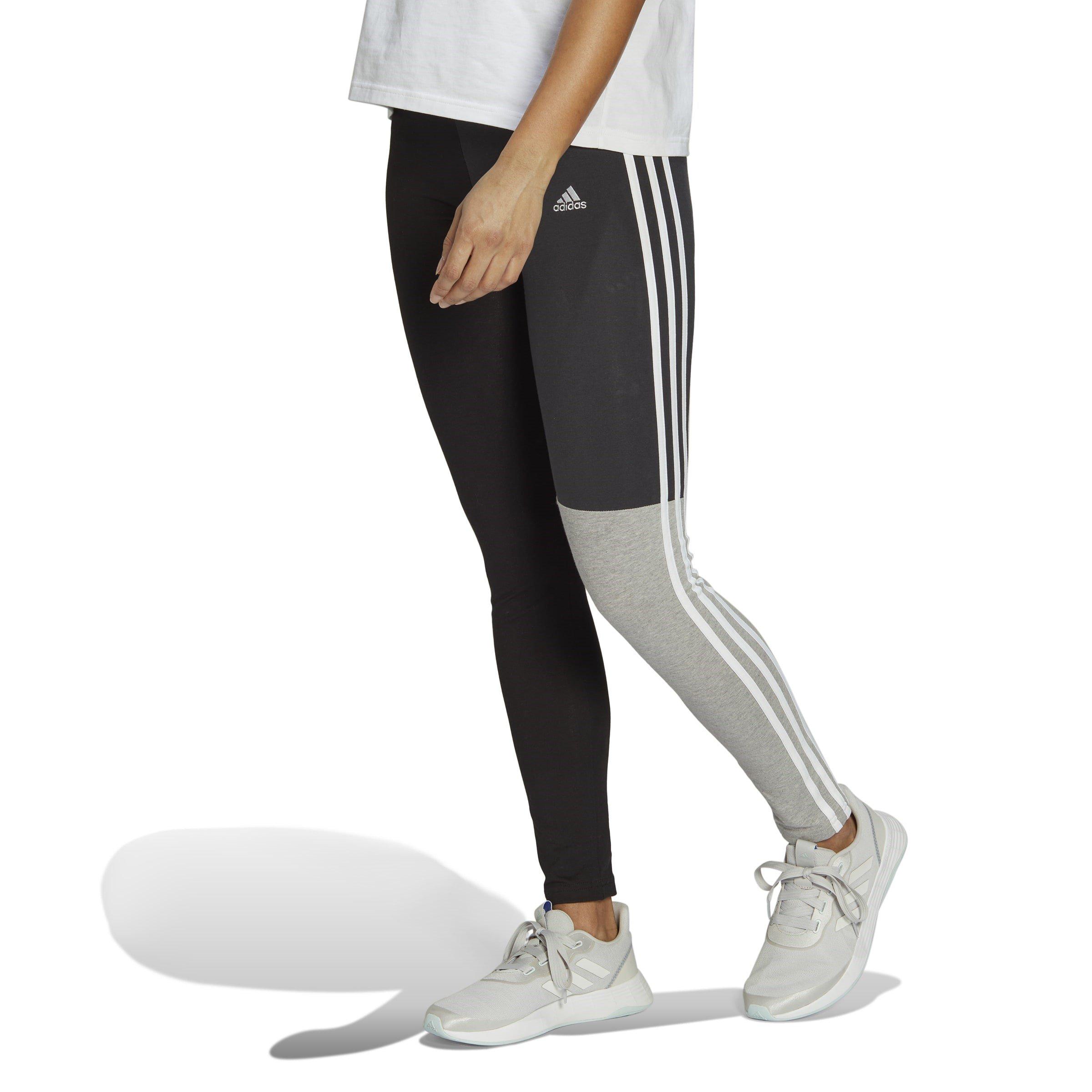 Black/Carbon/Mg - adidas - Essentials 3-Stripes Colourblock Cotton Leggings Womens - 2