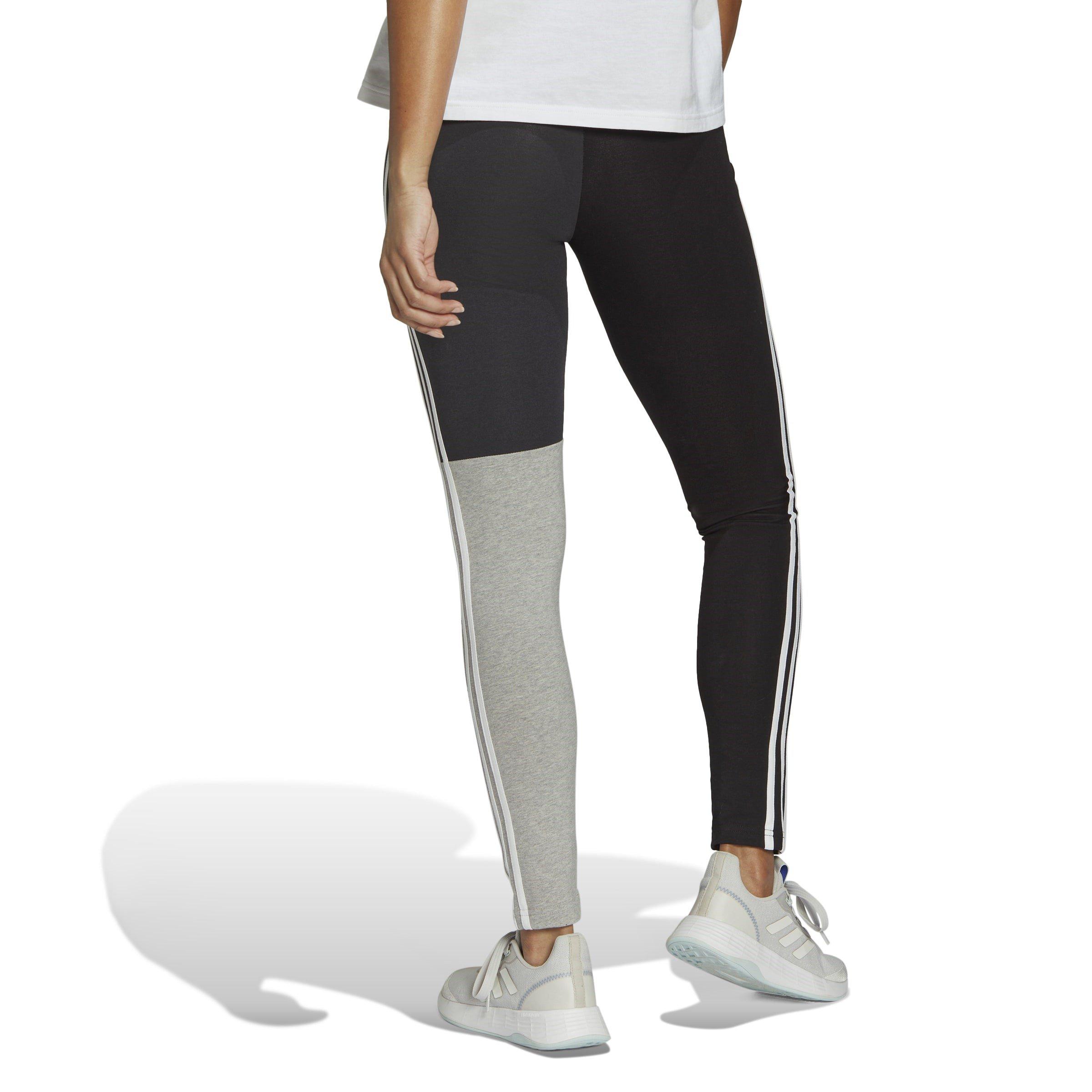 Black/Carbon/Mg - adidas - Essentials 3-Stripes Colourblock Cotton Leggings Womens - 3