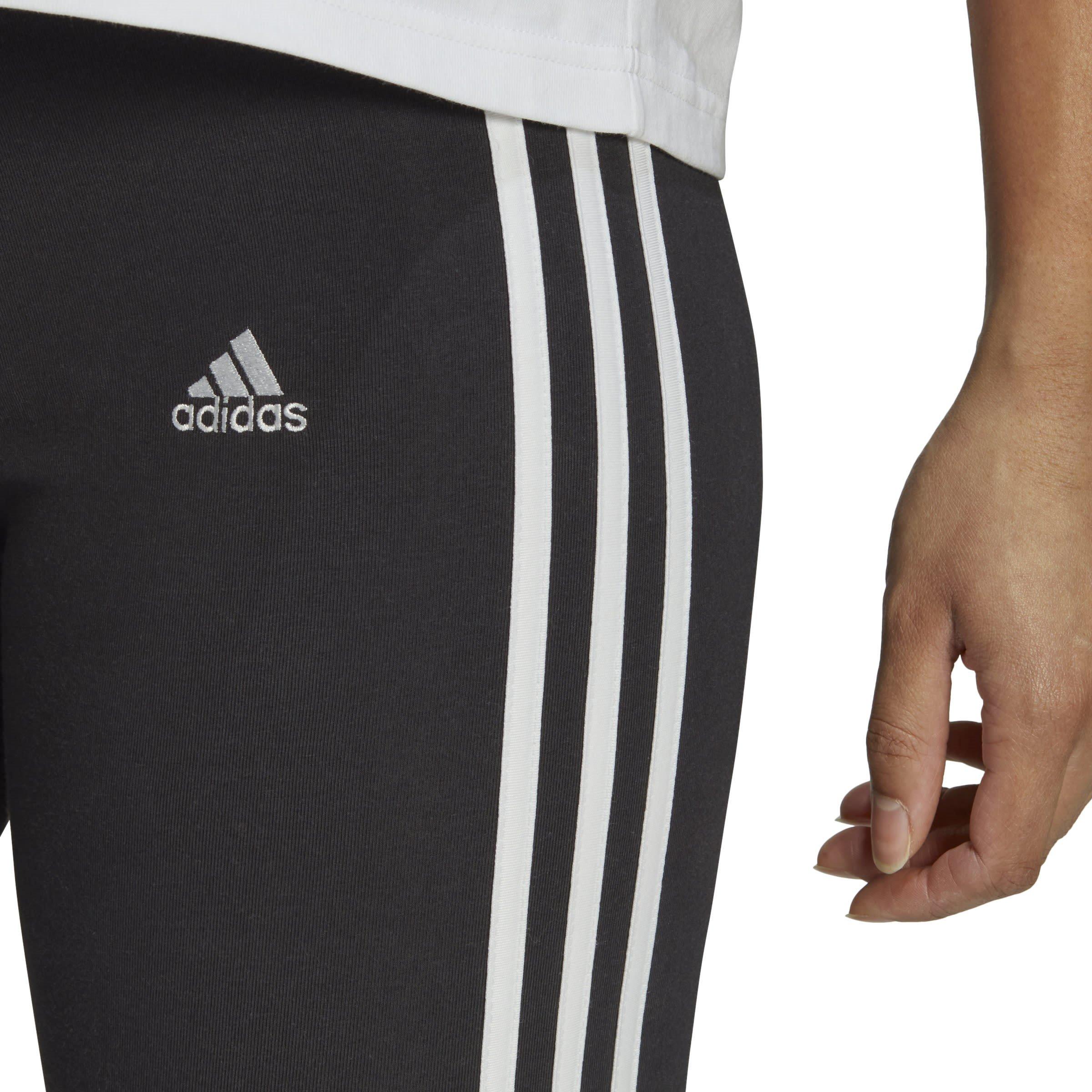 Black/Carbon/Mg - adidas - Essentials 3-Stripes Colourblock Cotton Leggings Womens - 6