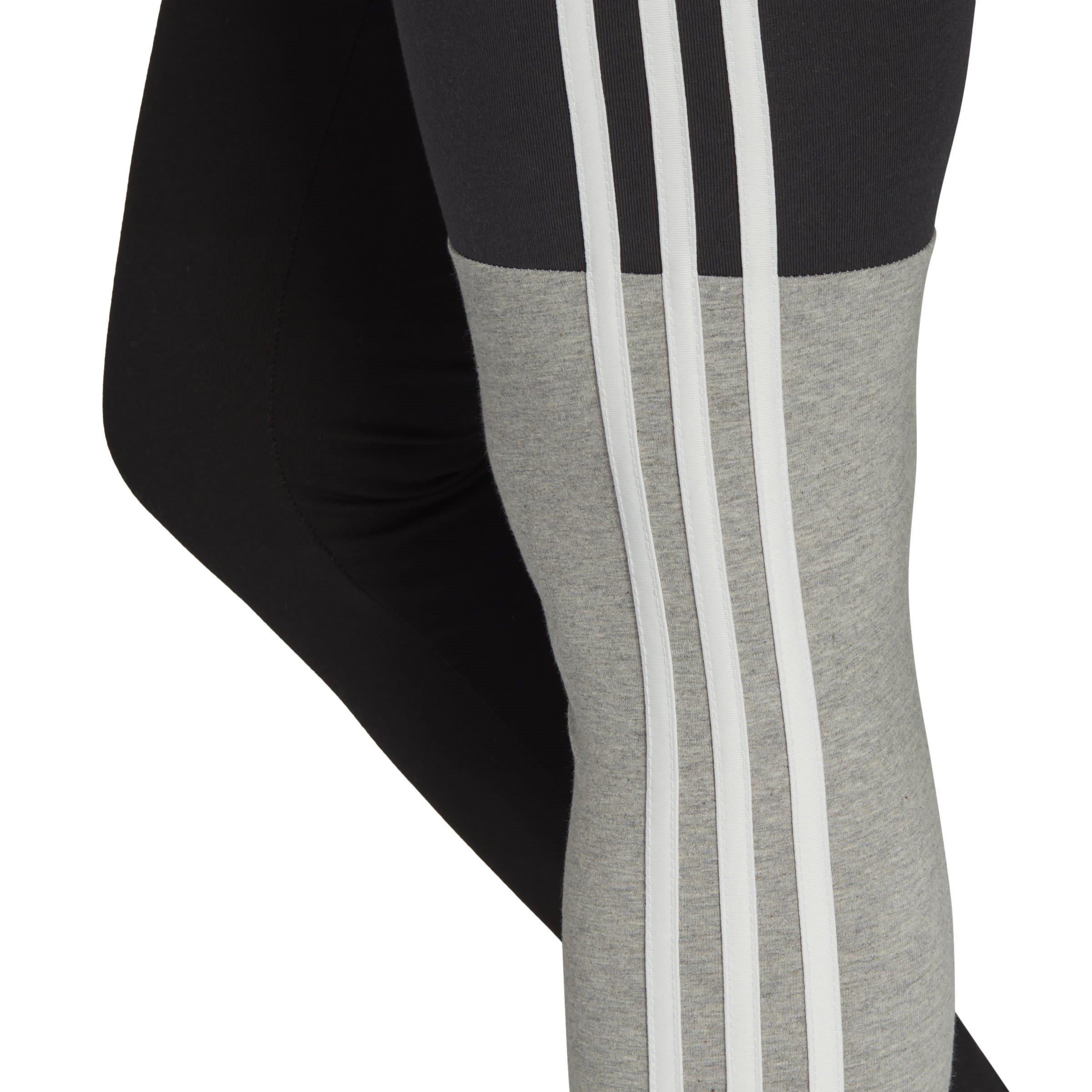 Black/Carbon/Mg - adidas - Essentials 3-Stripes Colourblock Cotton Leggings Womens - 7