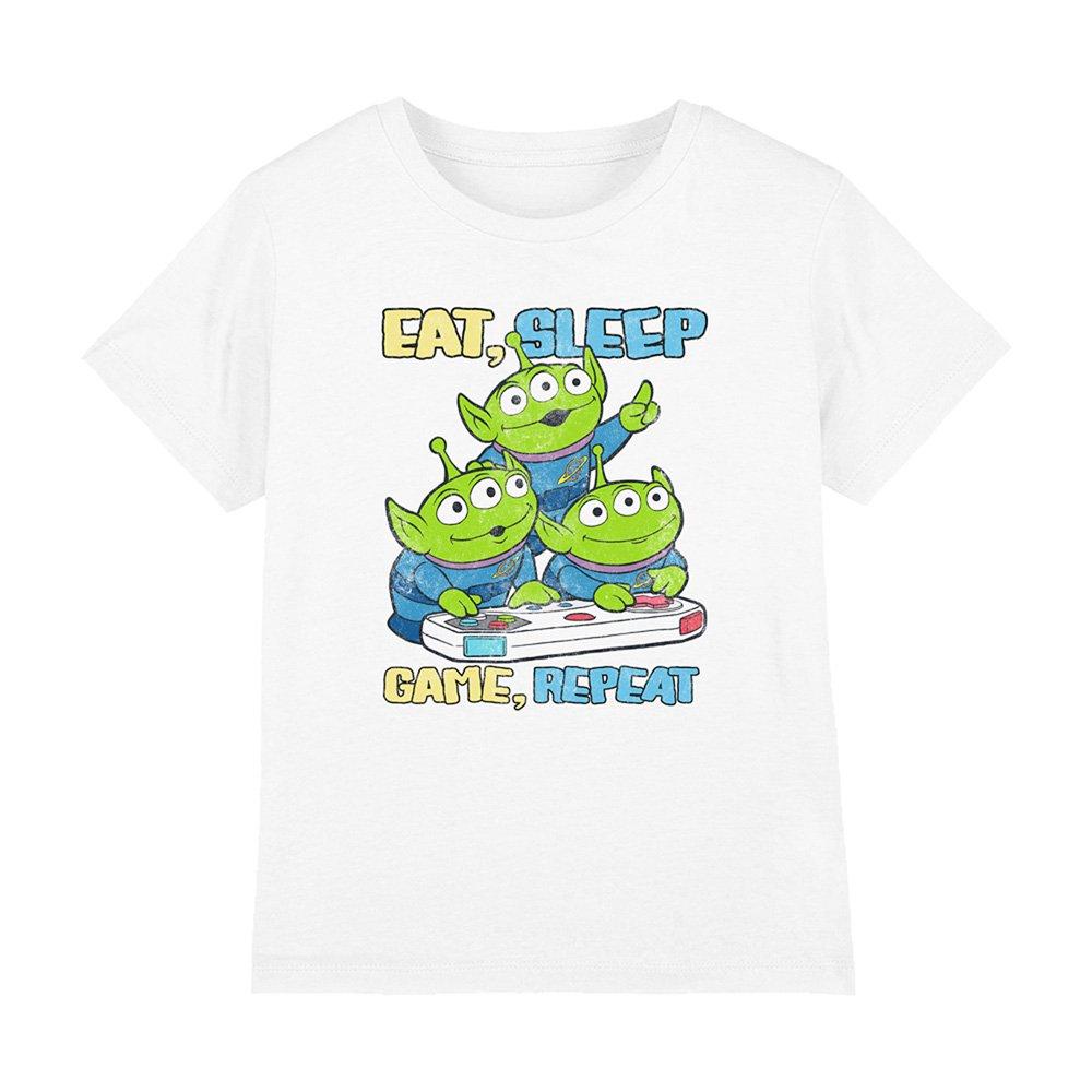 White - Disney - Toy Story Aliens Eat Sleep Game Repeat Kids T-Shir - 1