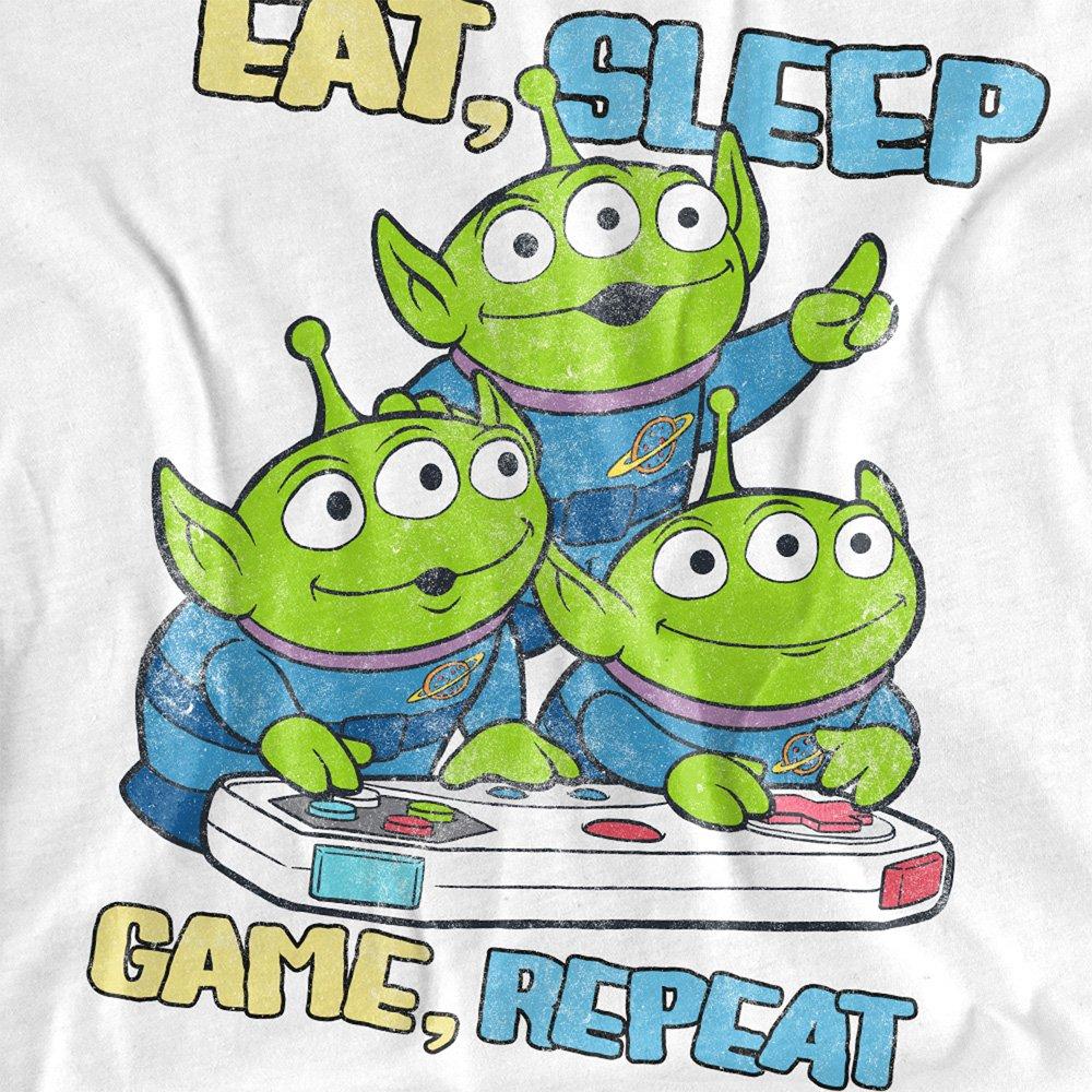 White - Disney - Toy Story Aliens Eat Sleep Game Repeat Kids T-Shir - 2